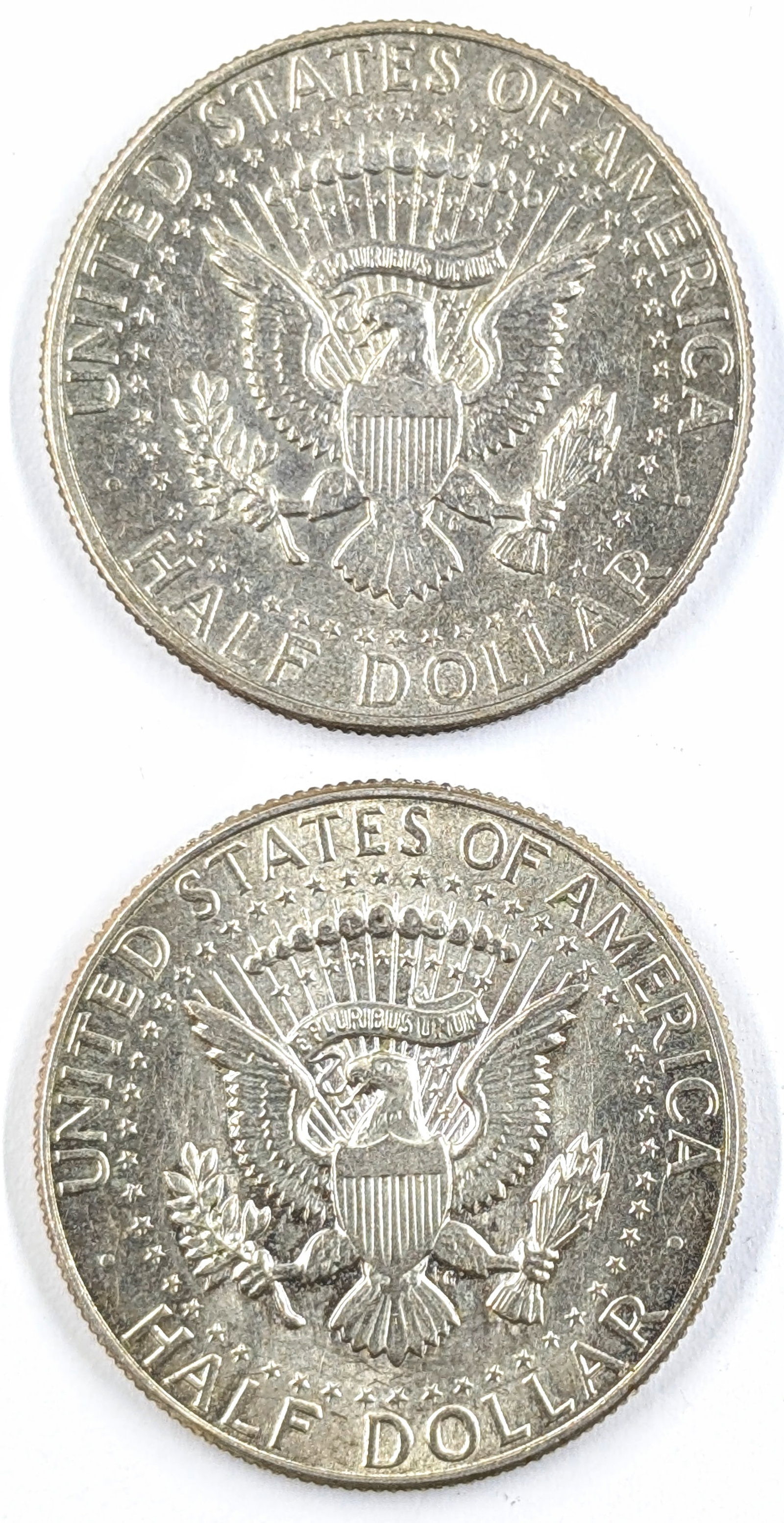 Lot of 2 Silver John F Kennedy Half Dollars - 1966, 1967 - 2