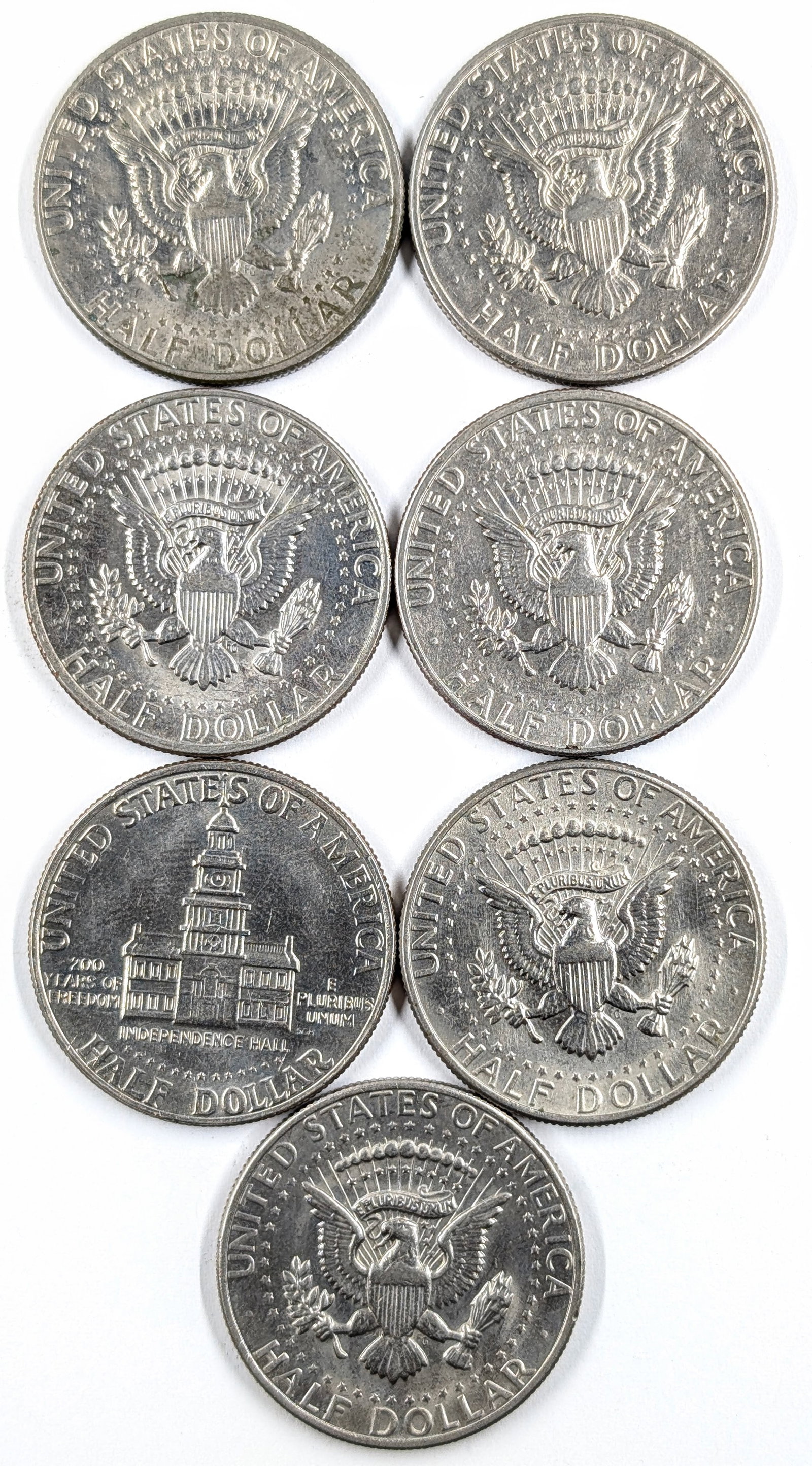 Lot of 7 John F Kennedy Half Dollars - 1971-1978 - 2