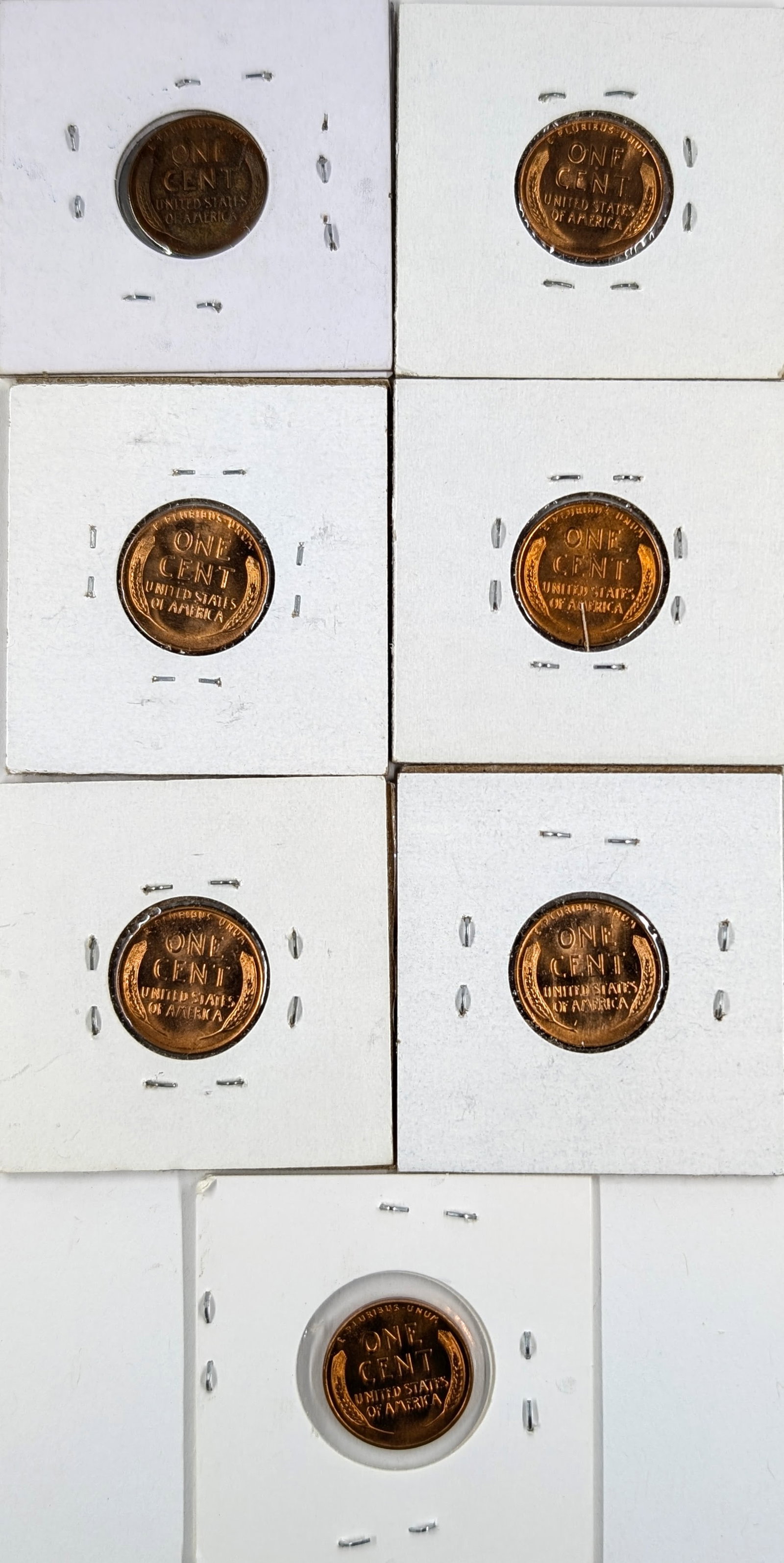 Lot of 7 Lincoln Cents- 1950-D- 1958-D - 2