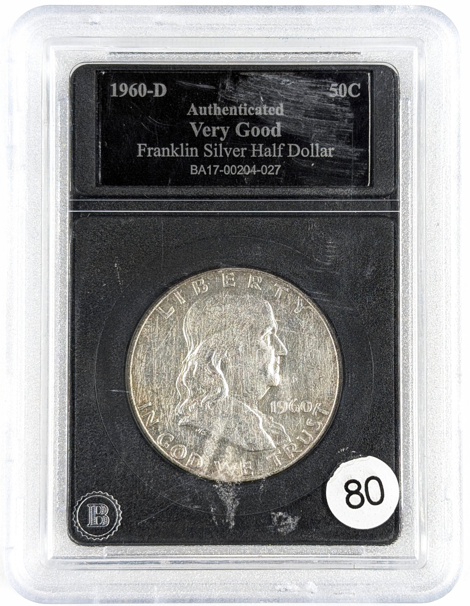 1960-D Silver Franklin Half Dollar- Very Good: _ 