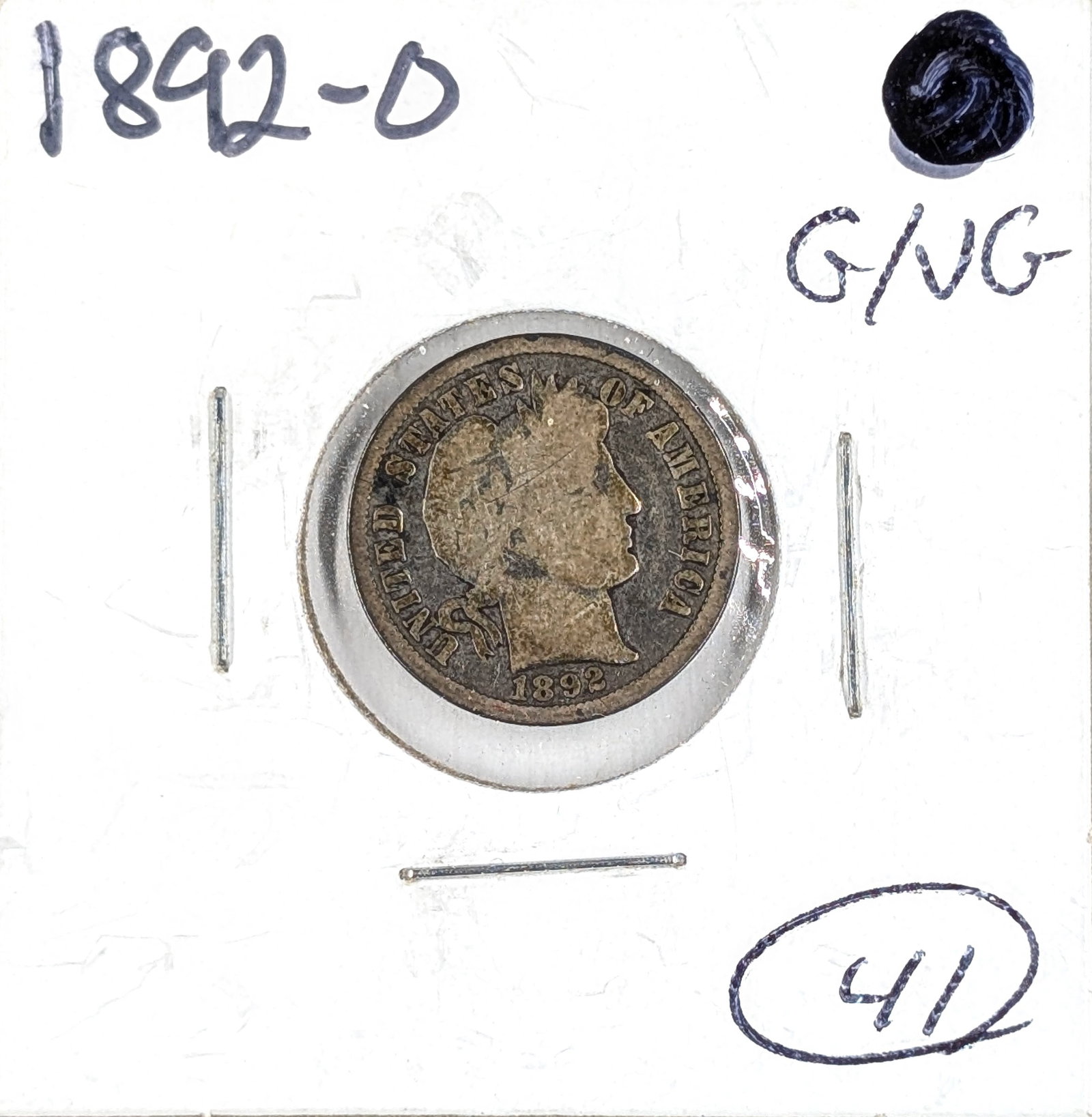 1892-D Silver Barber Dime: _ 