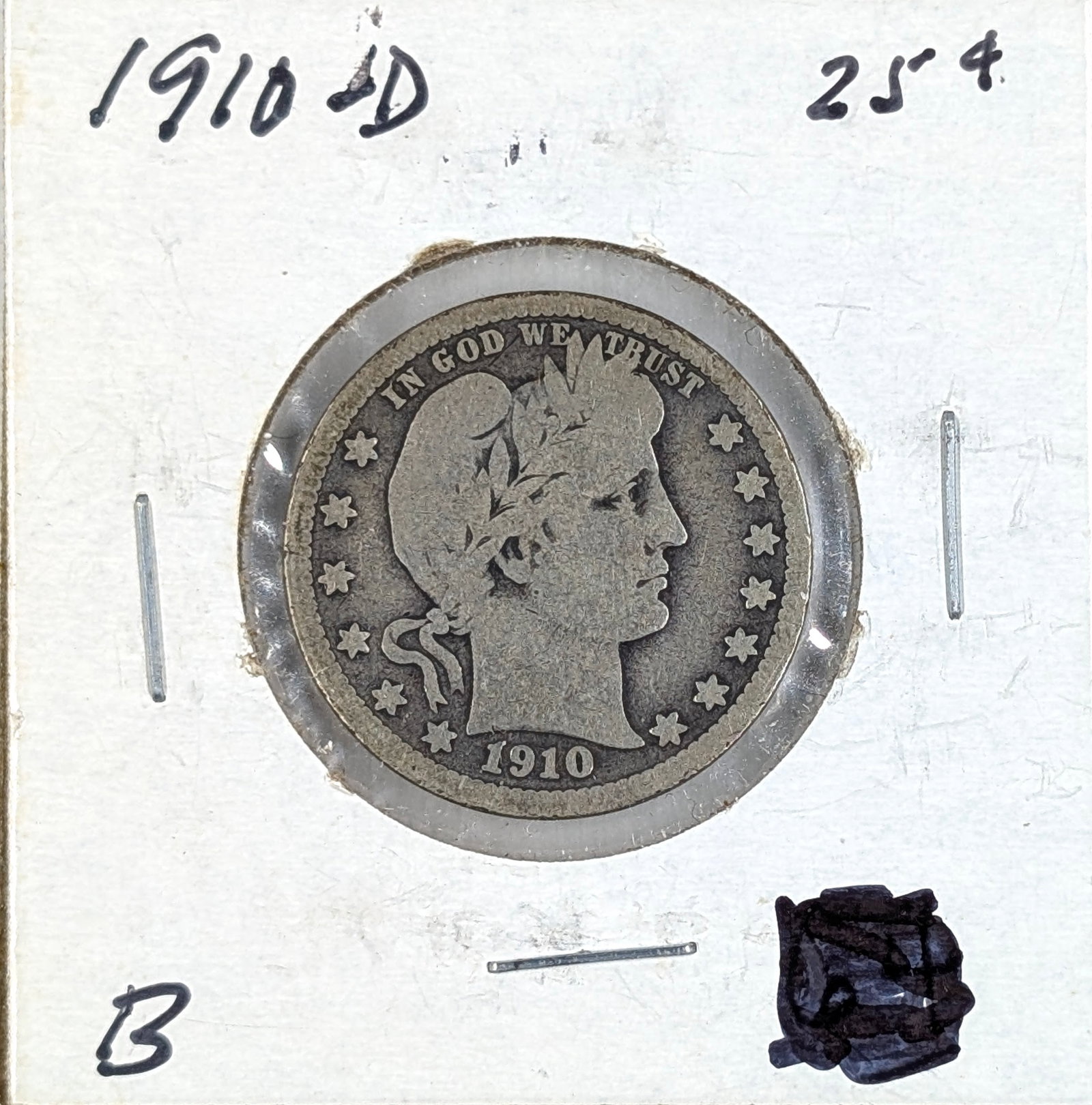 1910-D Silver Barber Quarter: _ 