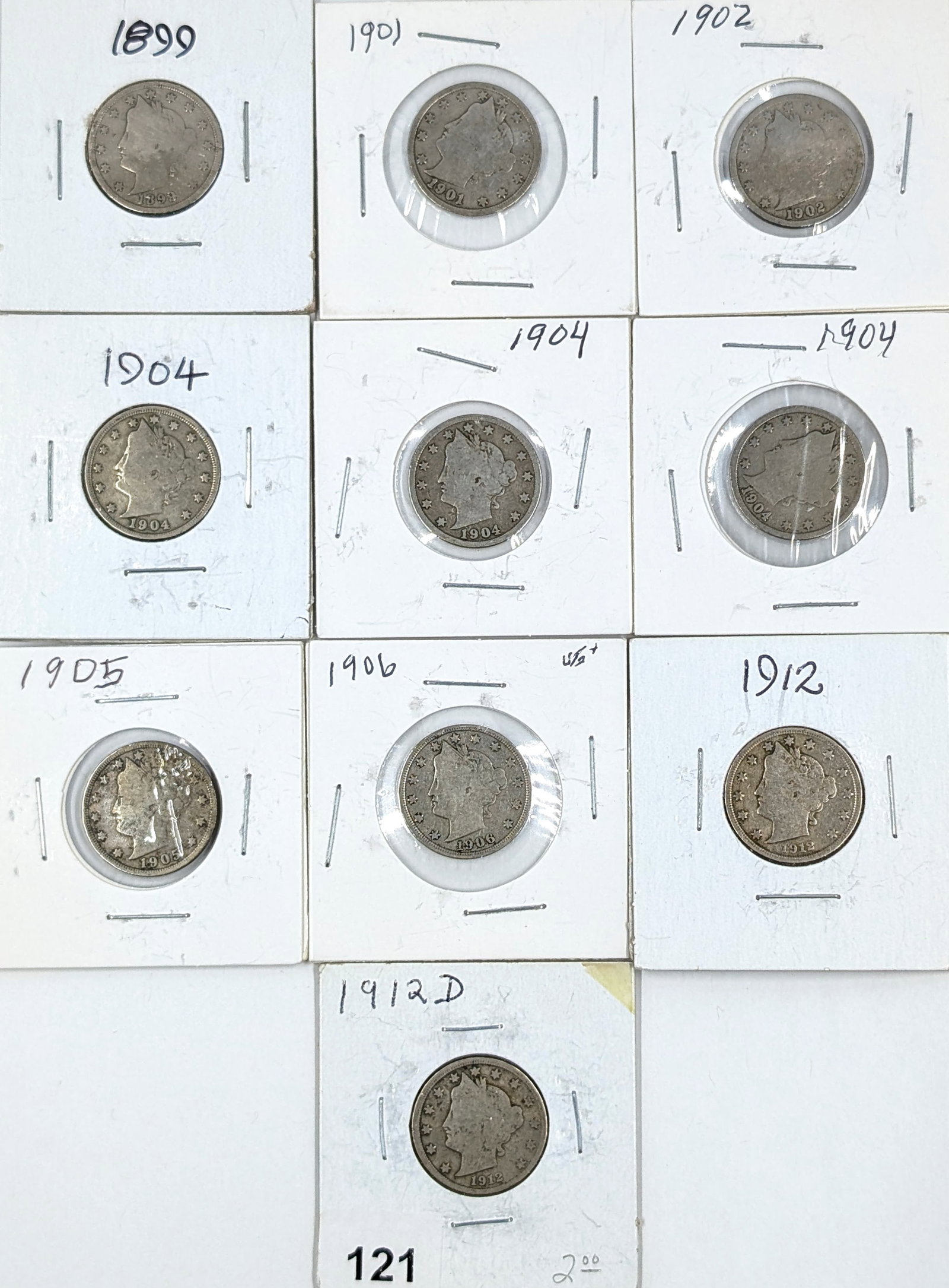 Lot of 10 Liberty V Nickels-1899-1912 (1 of 2)