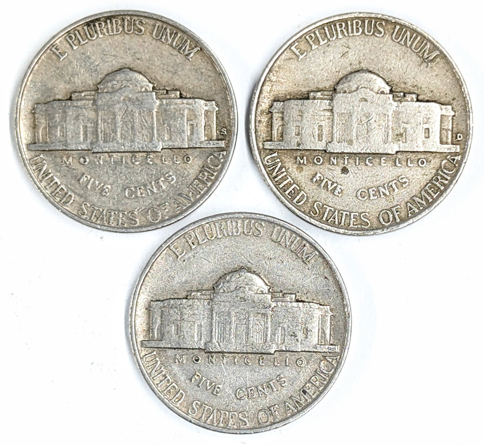 Lot of 3 Jefferson Nickels- 1941 S/D/P - 2