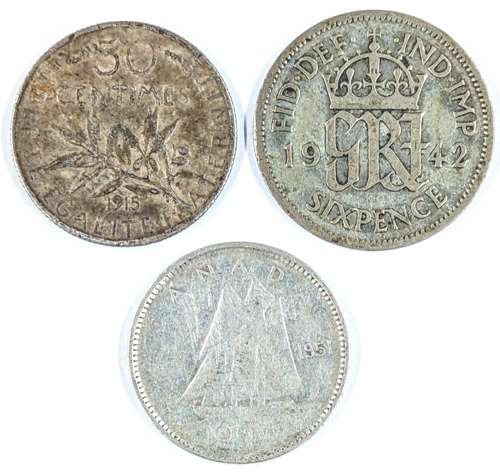 Lot of 3 Silver Foreign Coins (1 of 2)