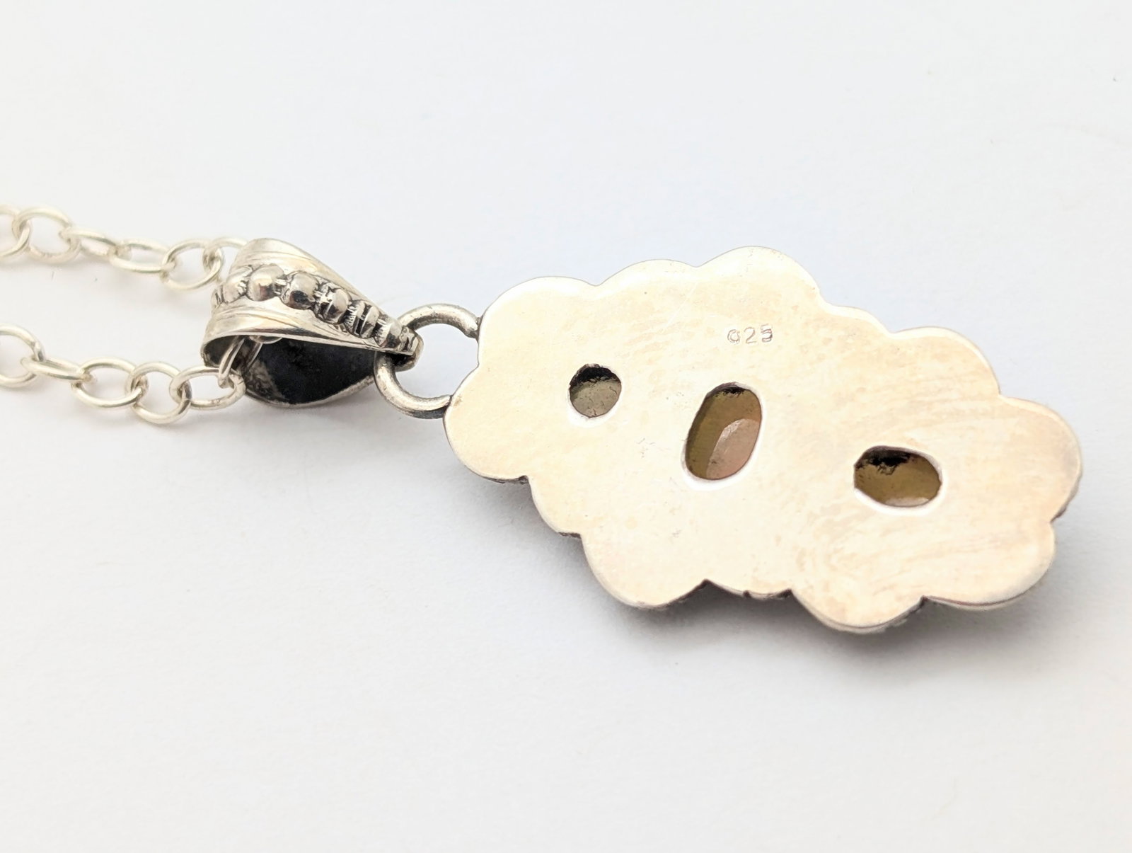 Sterling Silver Art deco 3-Stone Ladies Necklace - 3