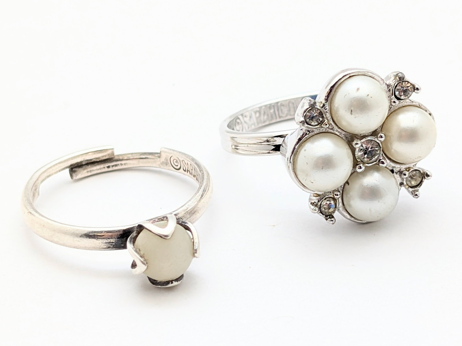 Lot of 2 Sarah Coventry Ladies Rings - 1 is Sterling Silver: Both Adjustable Sizes 