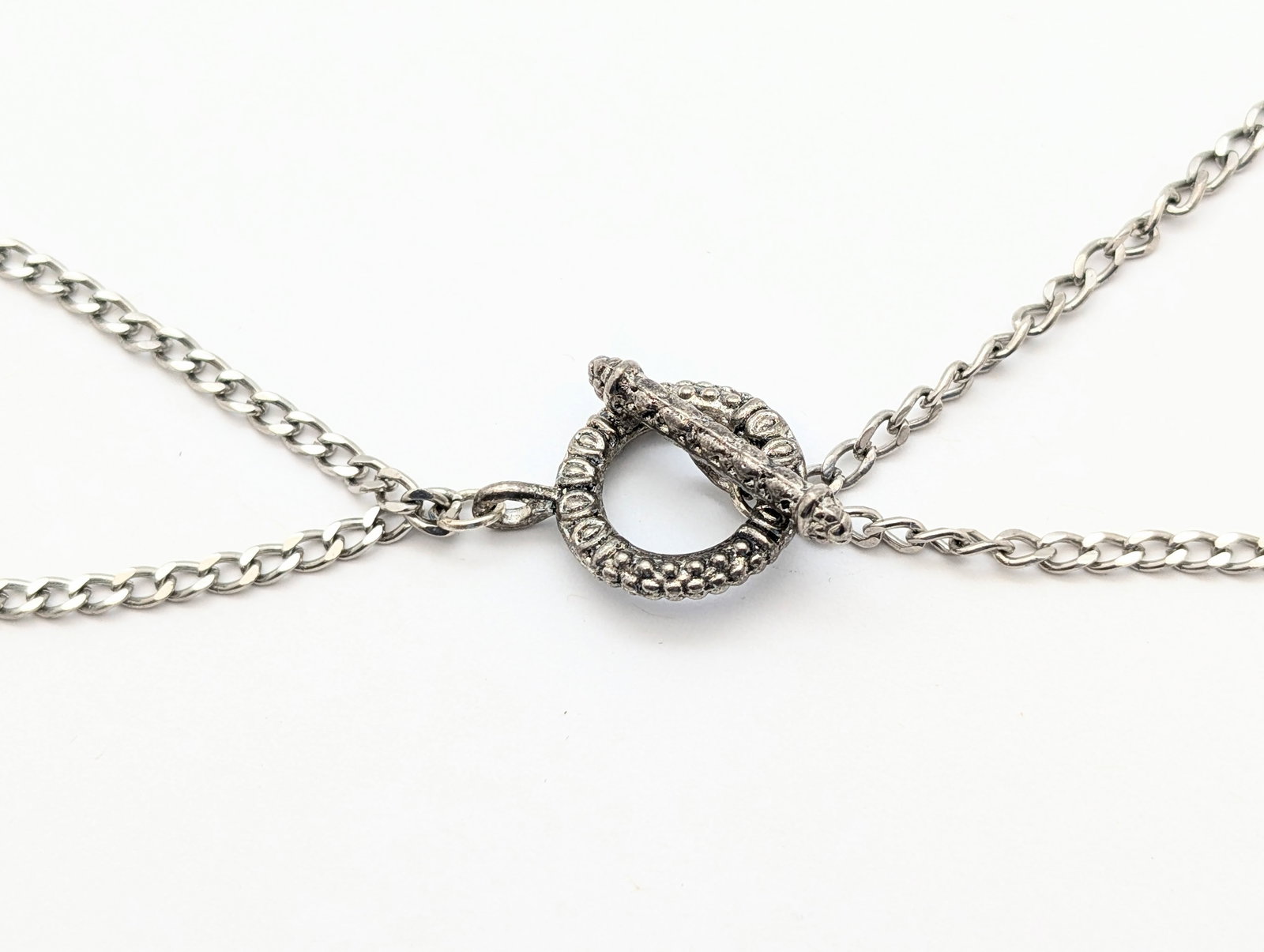 Silver tone Boho Yellow Gem Ladies Necklace w/ Toggle Clasp - 4