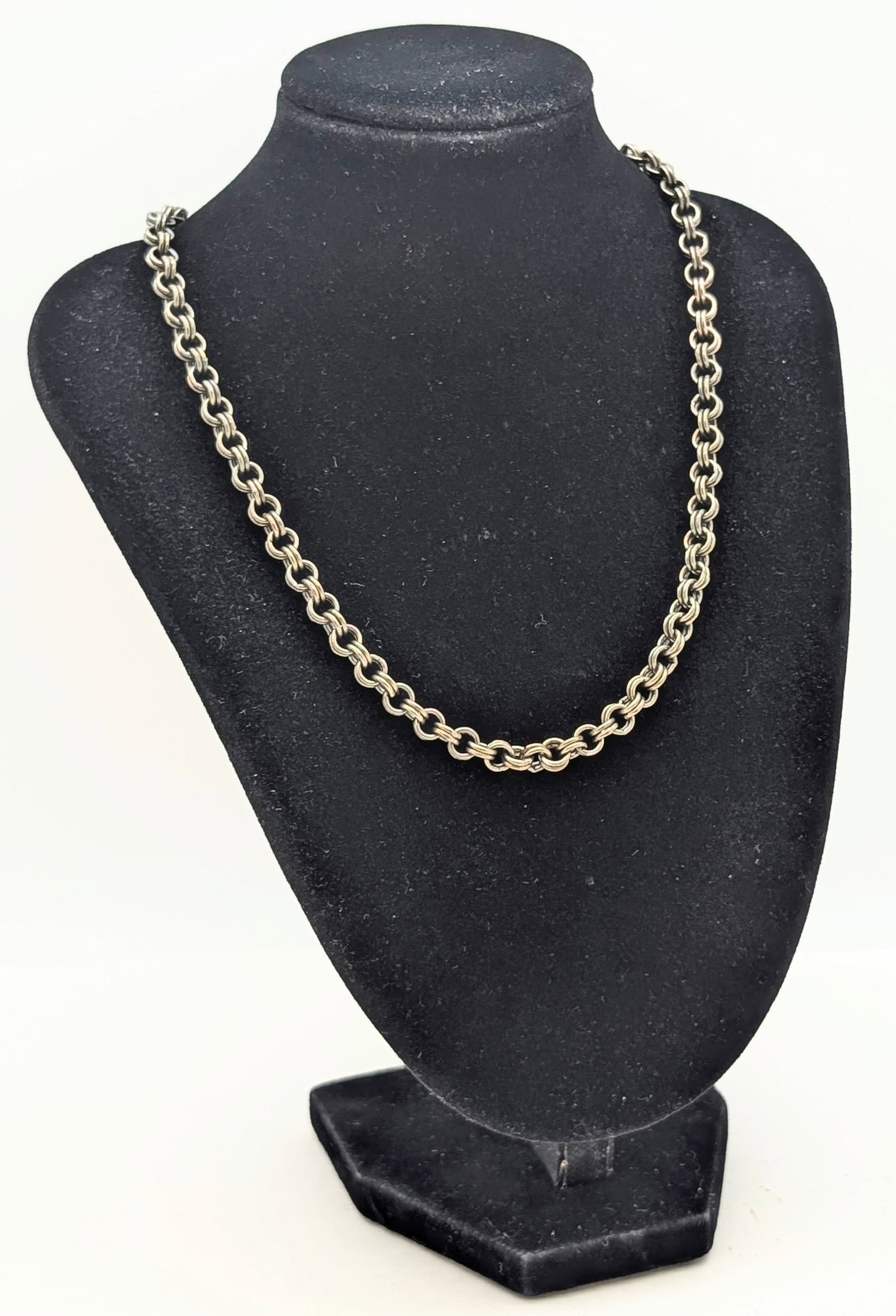 Sterling Silver Double Rolo Link Chain Necklace - 30.42g - 2