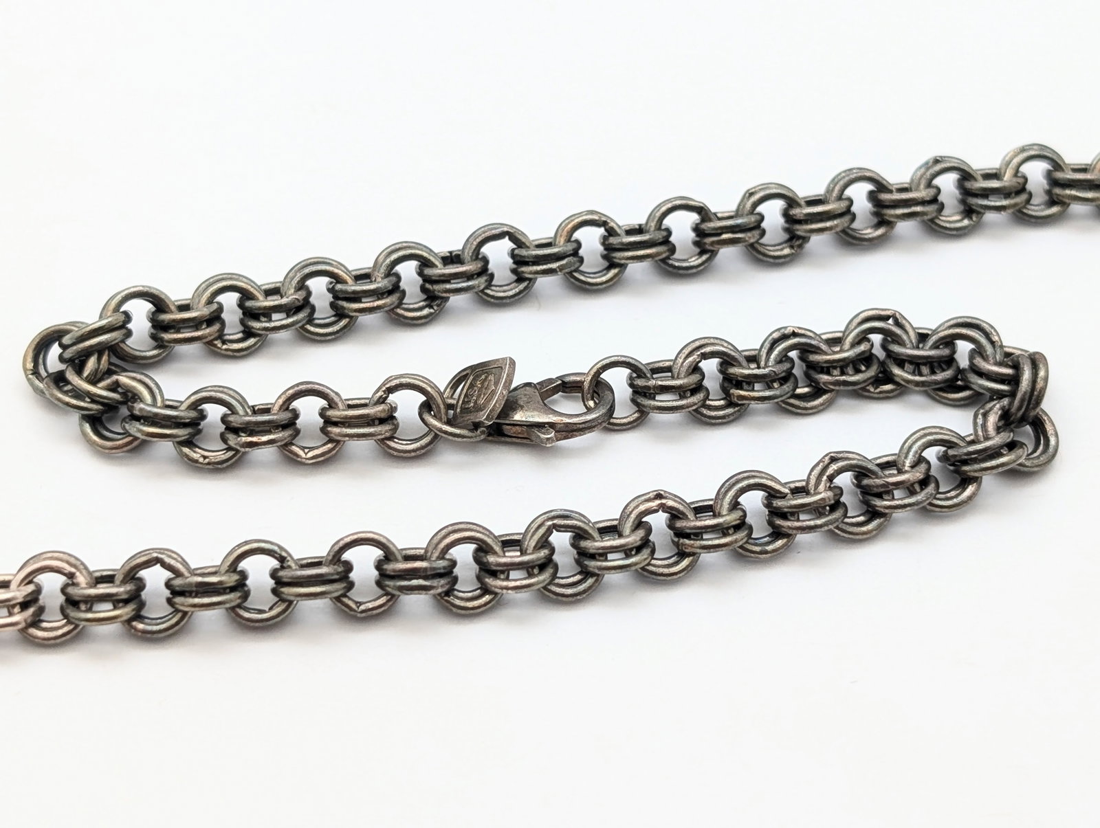 Sterling Silver Double Rolo Link Chain Necklace - 30.42g - 3