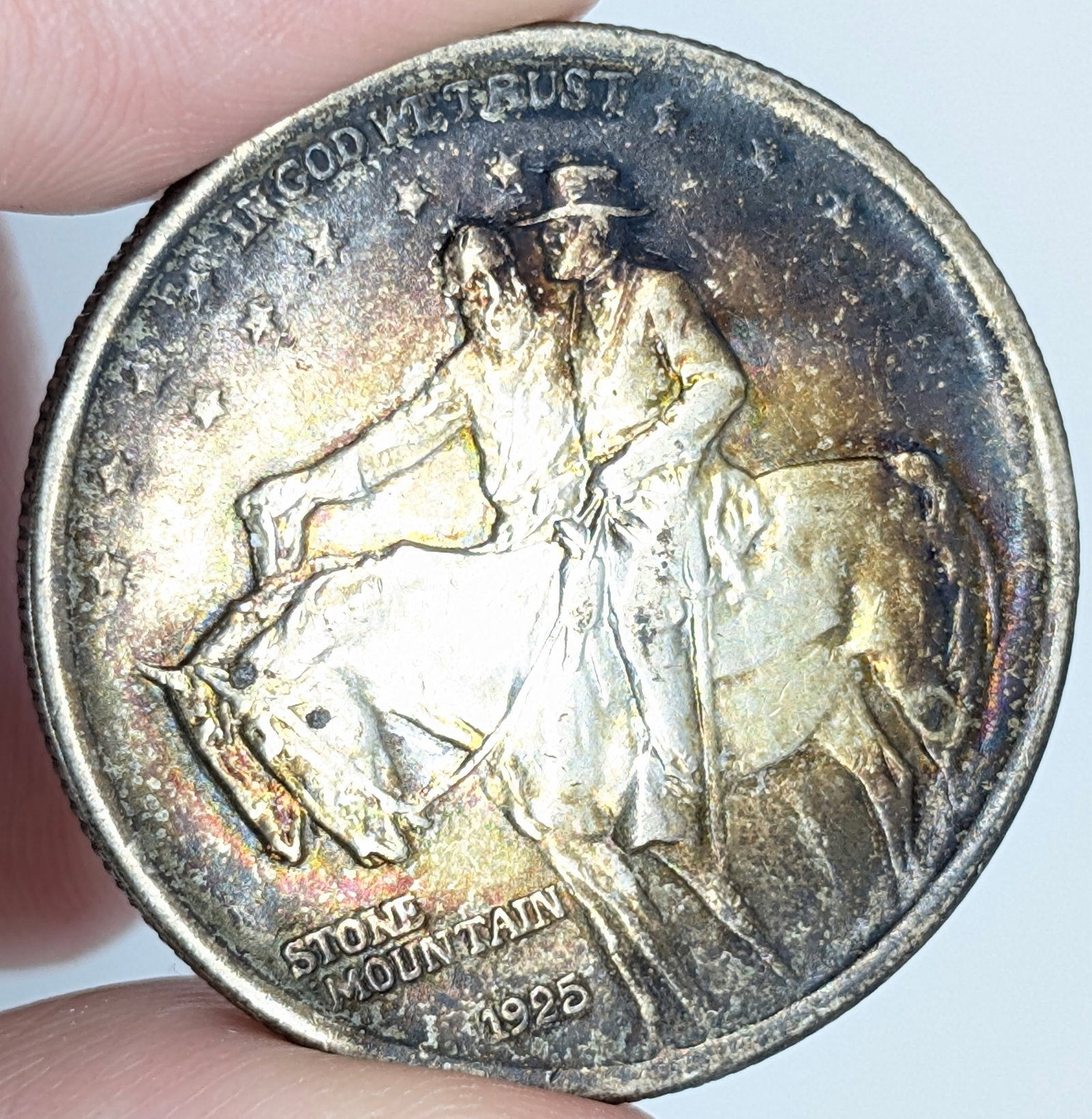 1925 Silver Stone Mountain Half Dollar - Toned: Silver 