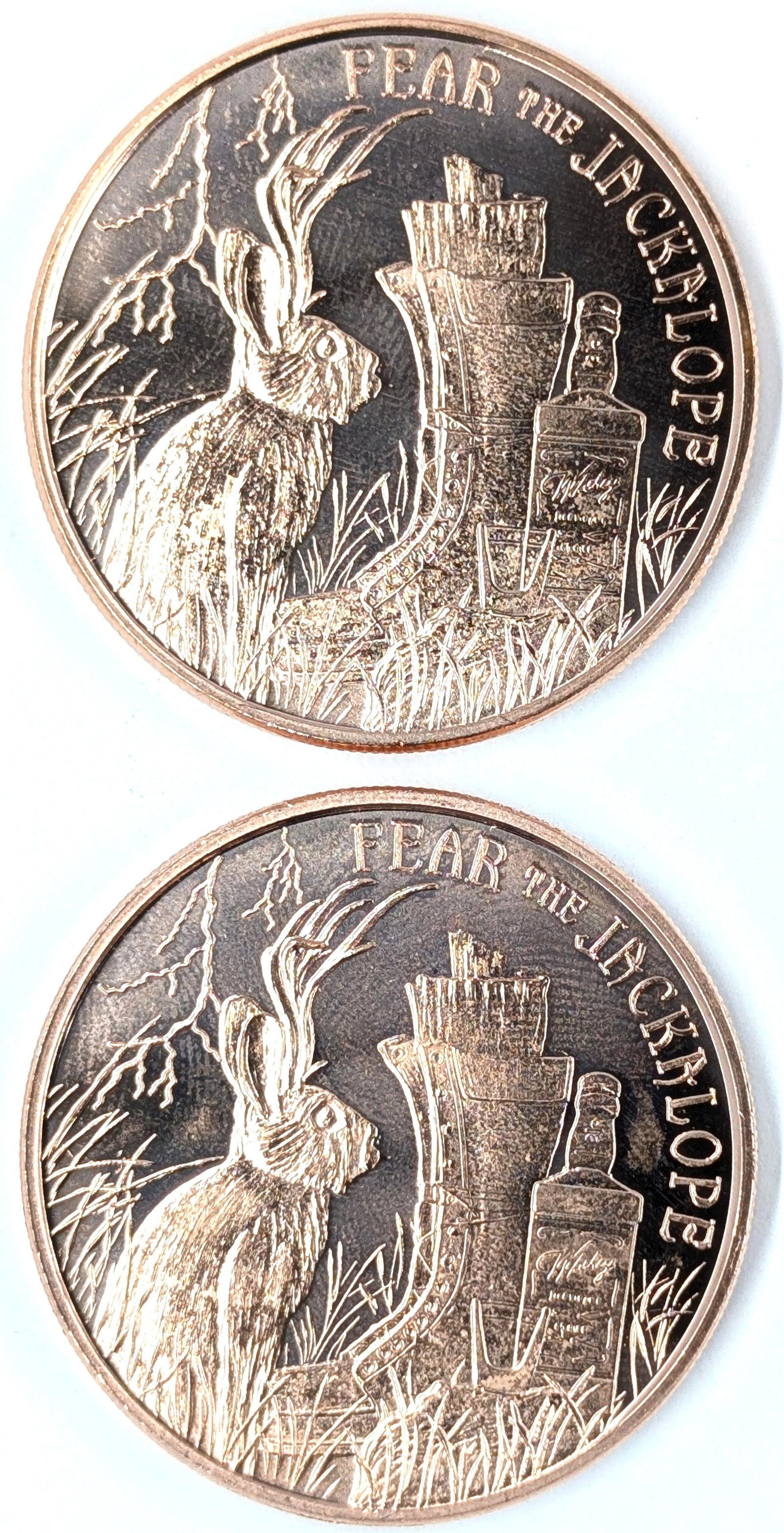 Lot of 2 - 1 Ounce (each) Fine .999 Copper Rounds - Jackalope (1 of 2)