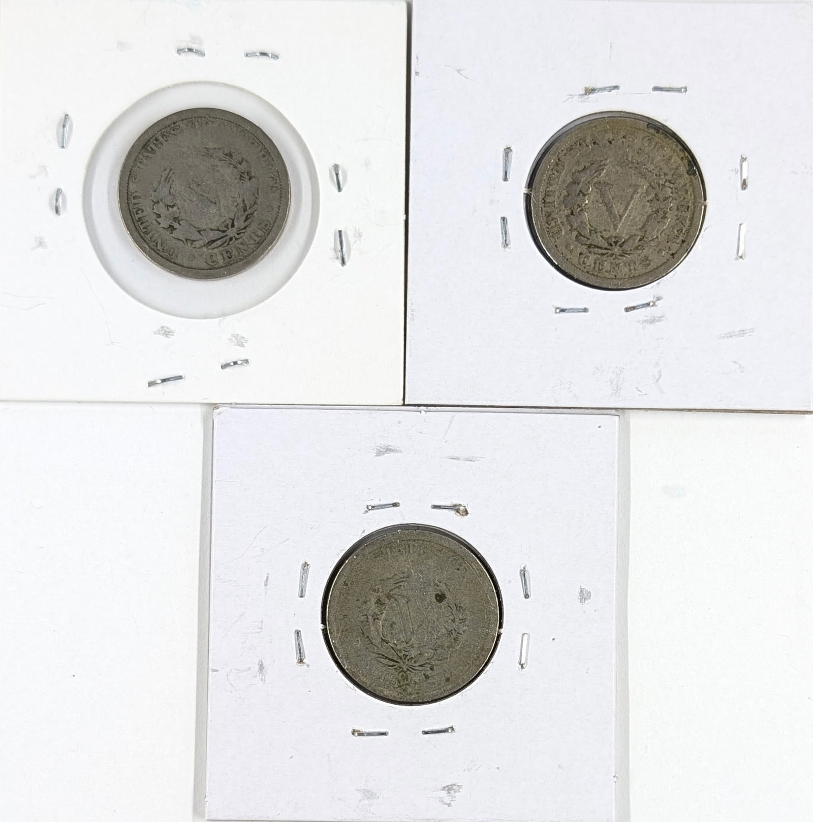 Lot of 3 Liberty V Nickels - 1901, 1903, 1904 - 2