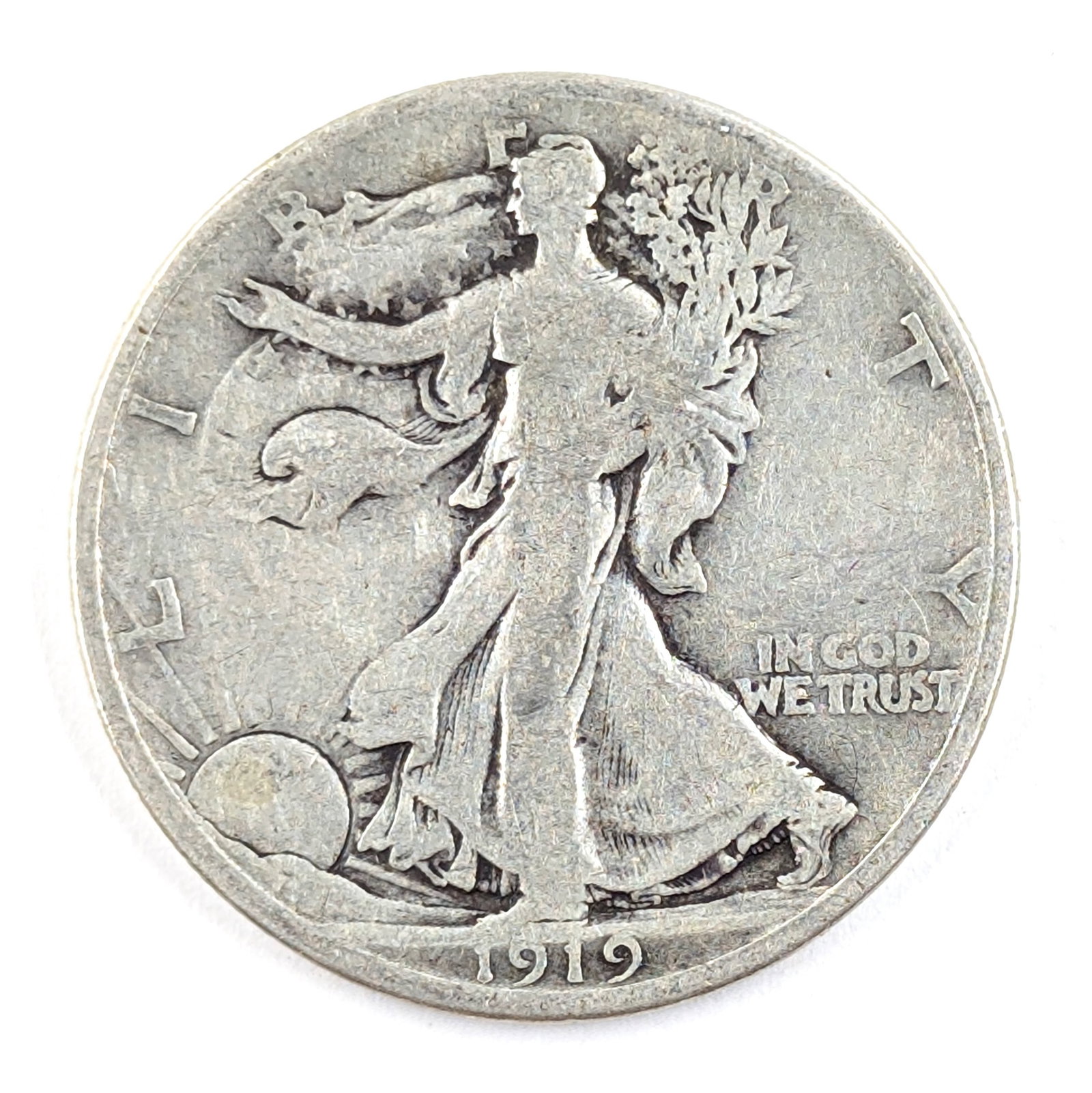 1919-D Silver Walking Liberty Half Dollar: Silver 