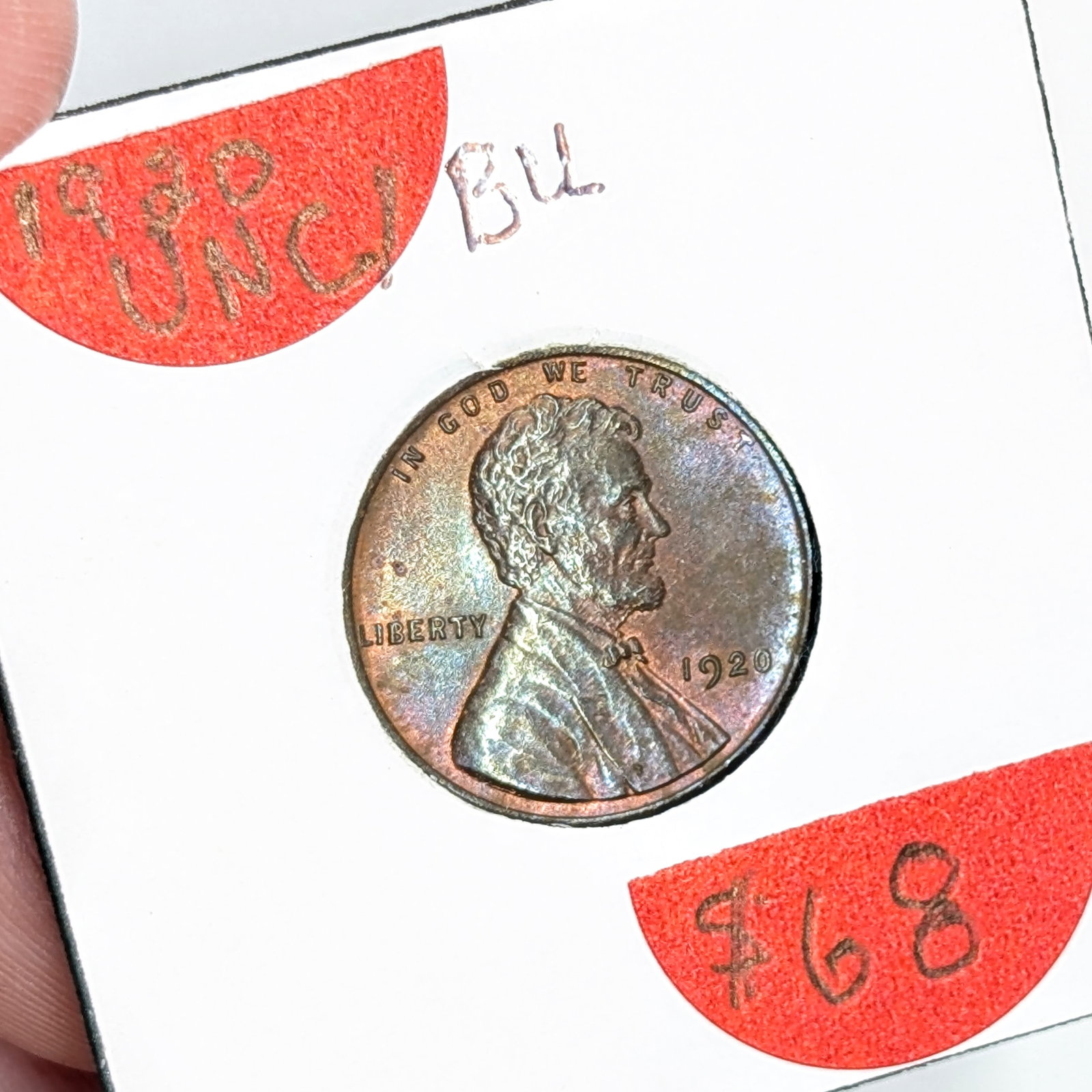 1920 Wheat Cent - Toned AU: Coin 