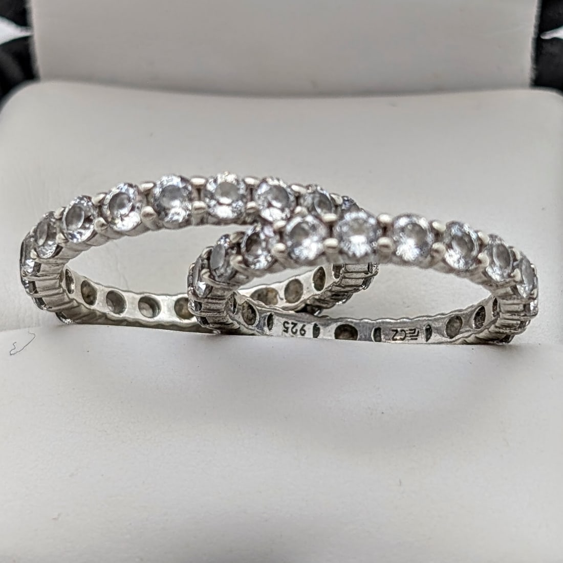 Lot of 2 Sterling Silver Eternity Ladies Rings w/ CZ's - 2