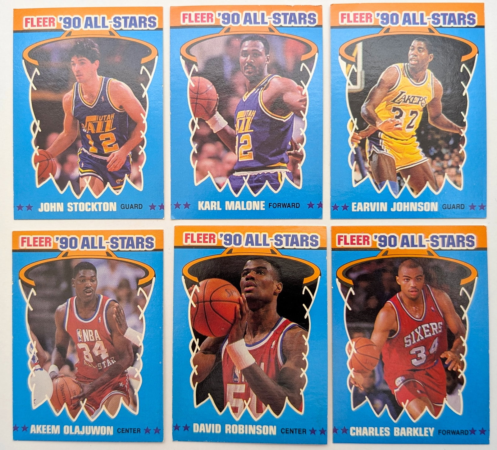 Lot of 6 Fleer"90 All Stars Basketball Trading Cards (1 of 5)