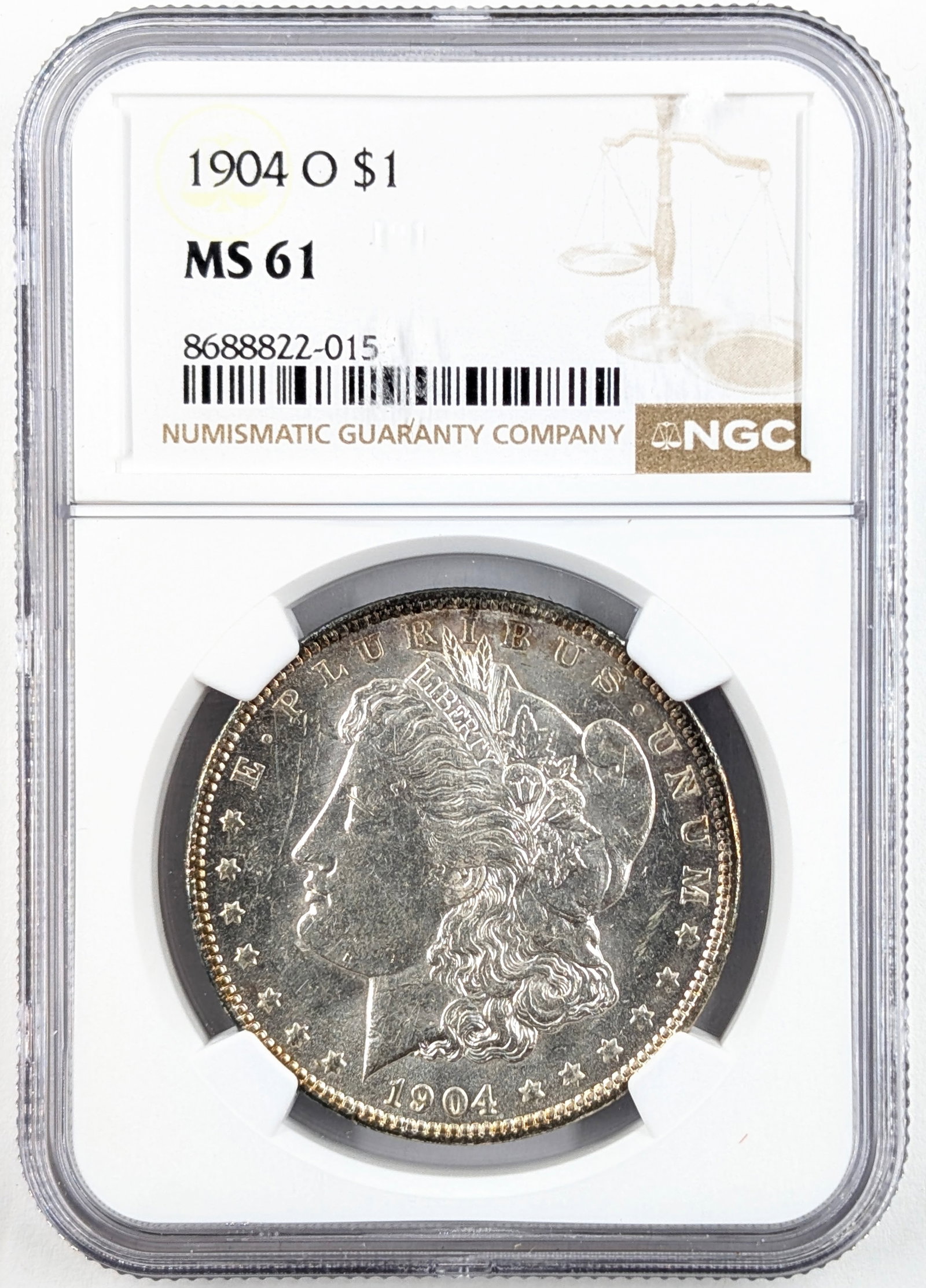 NGC 1904-O MS 61 Morgan Silver Dollar: Silver 