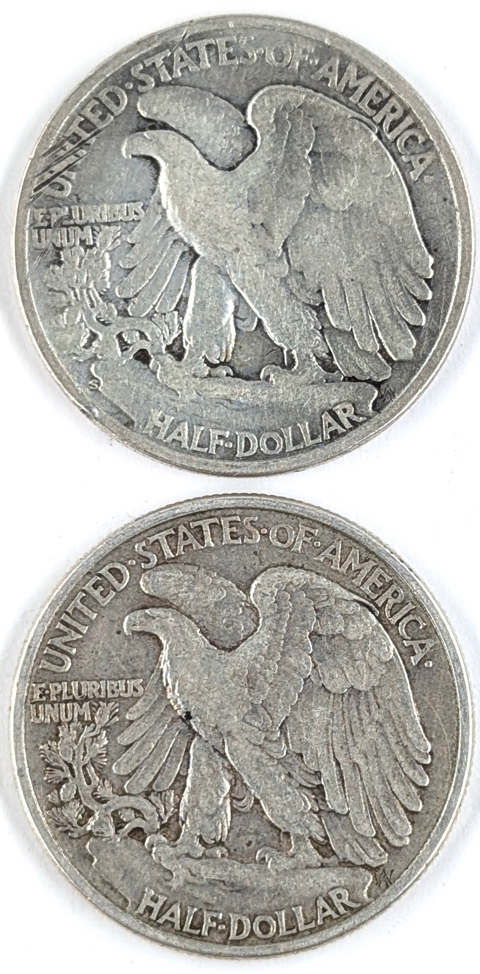Lot of 2 Silver Walking Liberty Half Dollars - 1945 P/S - 2