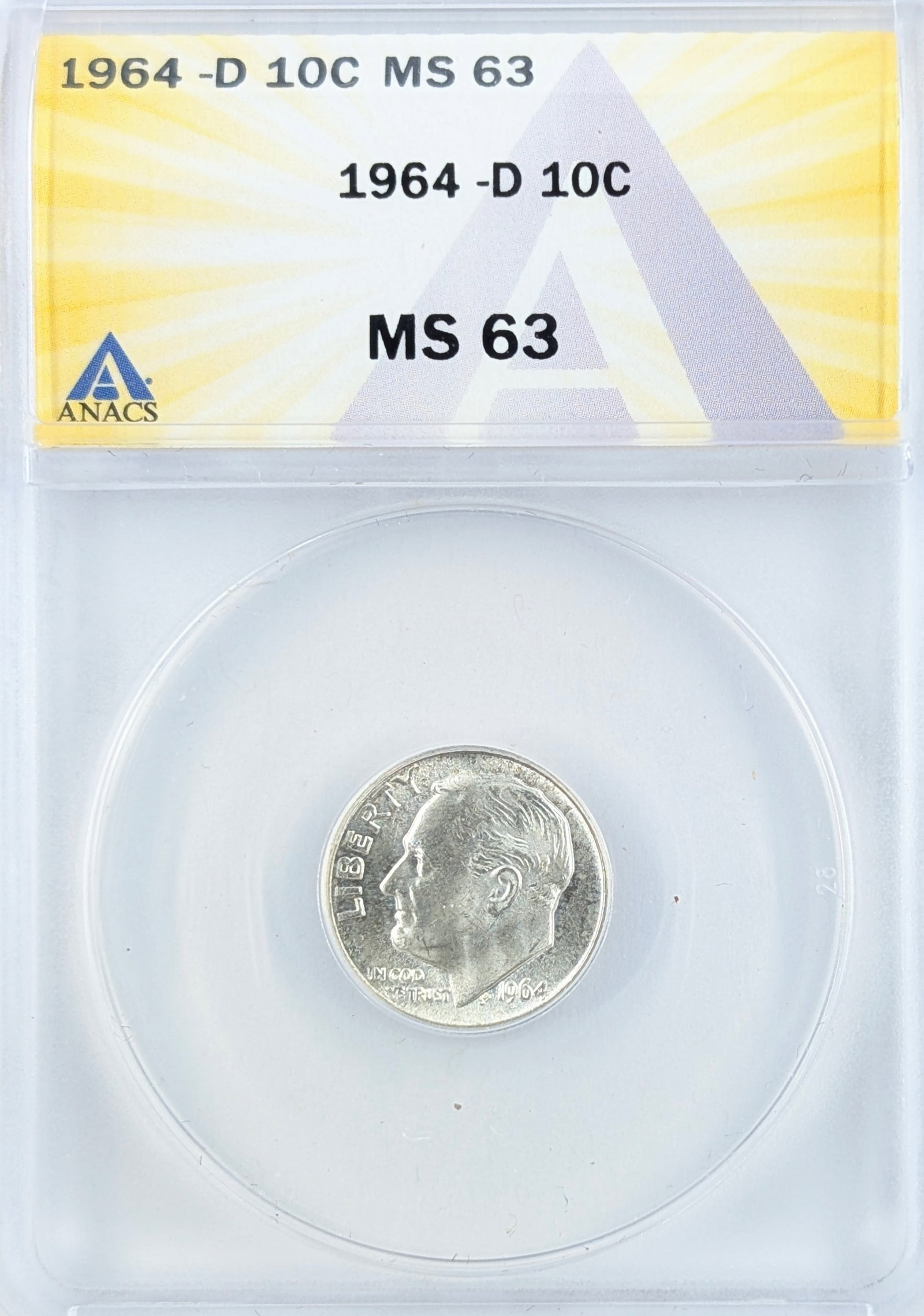 ANACS 1964-D MS 63 Silver Roosevelt Dime: Silver 