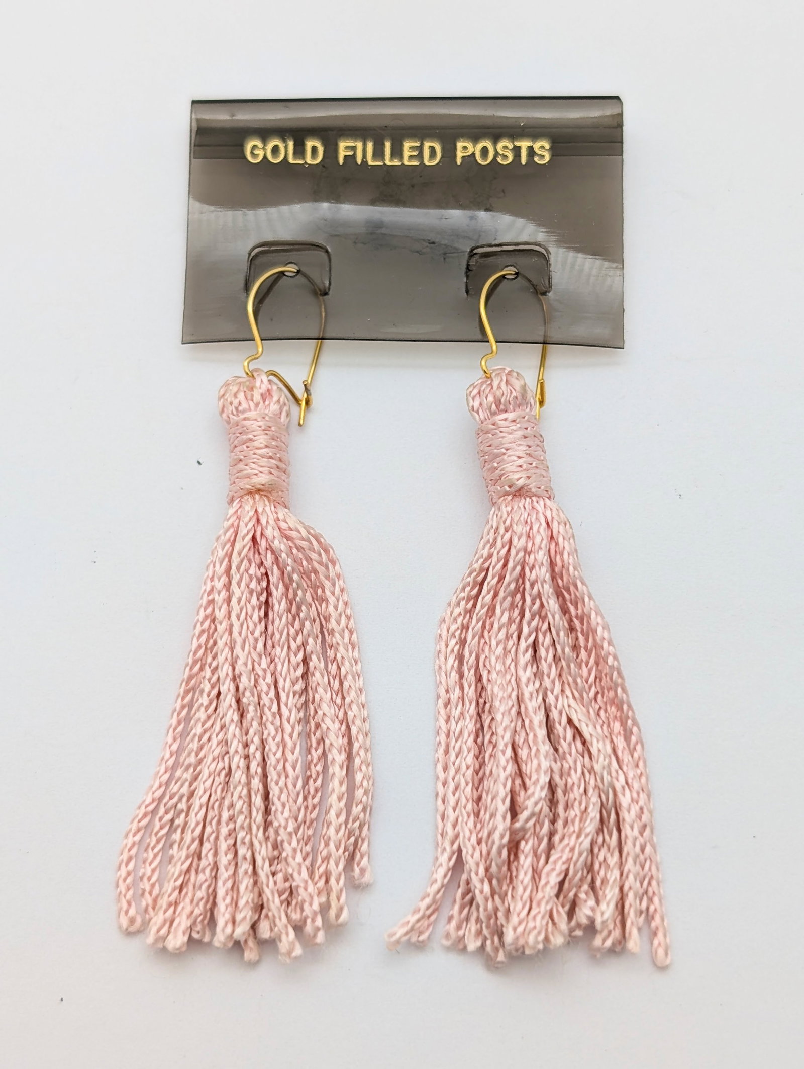 Pink Tassel Earrings w/ Gold filled Posts: Jewelry