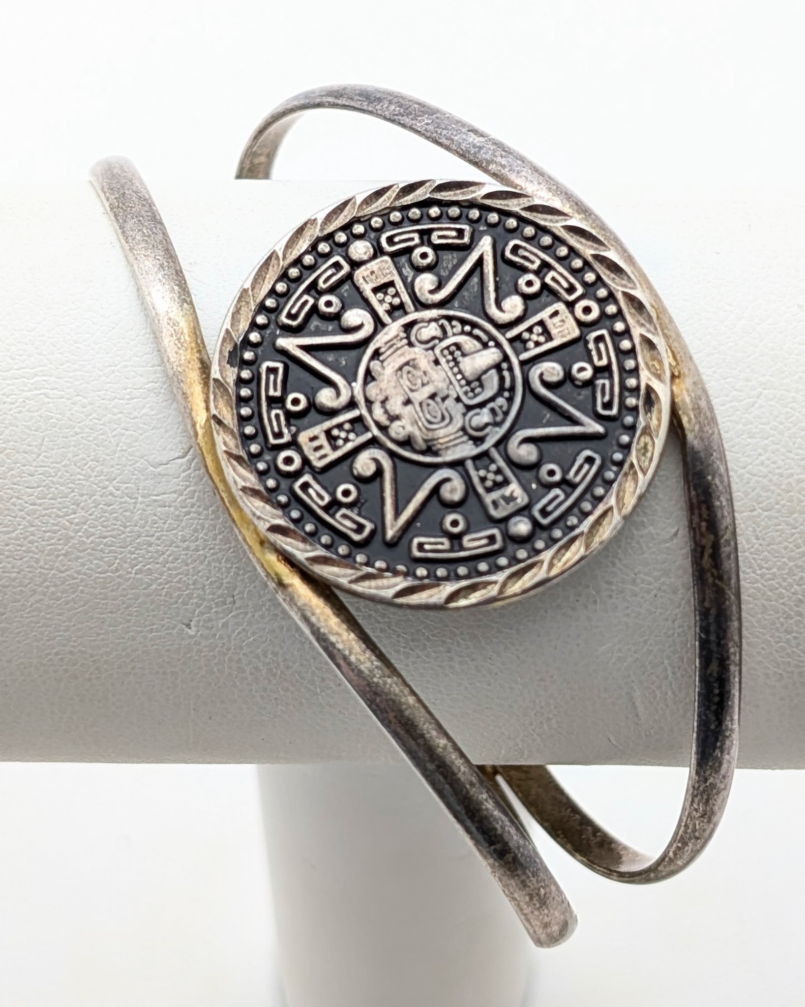 Mexican Aztec Design Ladies Cuff Bracelet: Jewelry