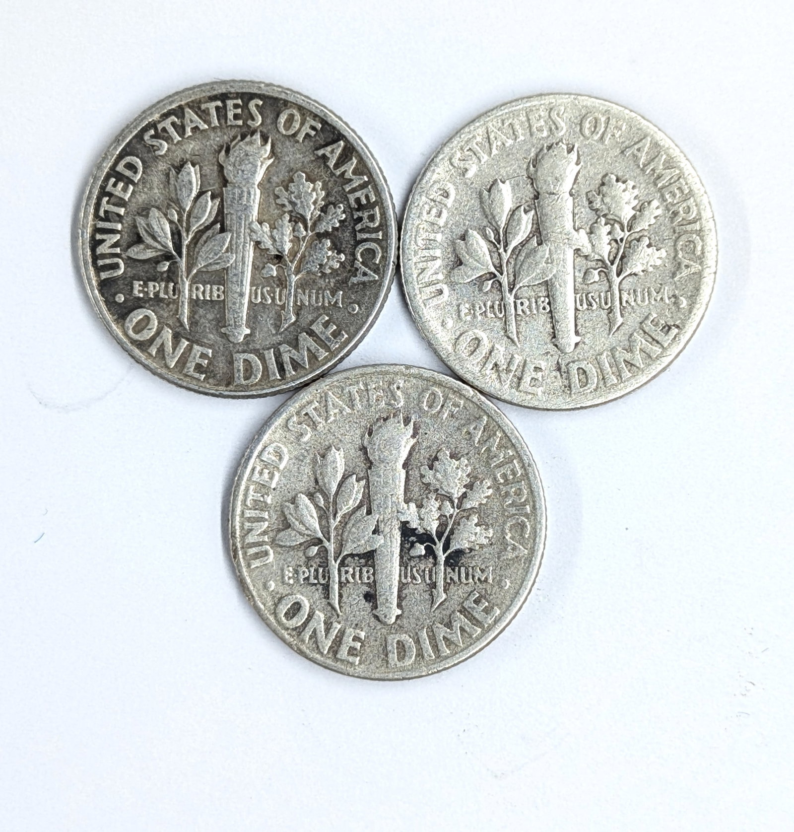 Lot of 3 Silver Roosevelt Dimes- 1946,1947,1948 - 2