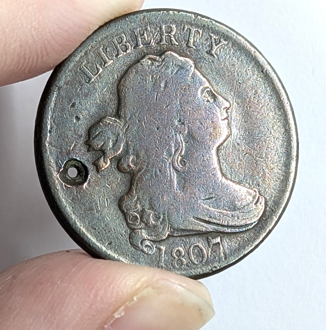 1807 Half Cent- Toned: Has a small hole