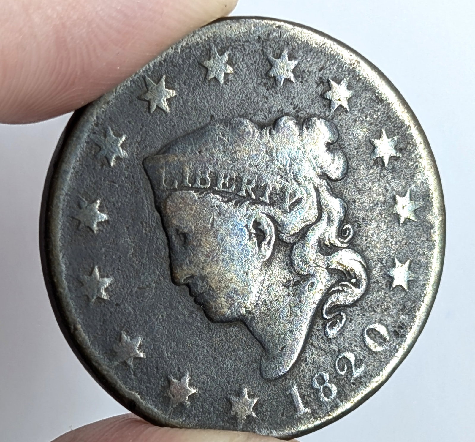 1820 Large Cent- Toned (1 of 3)