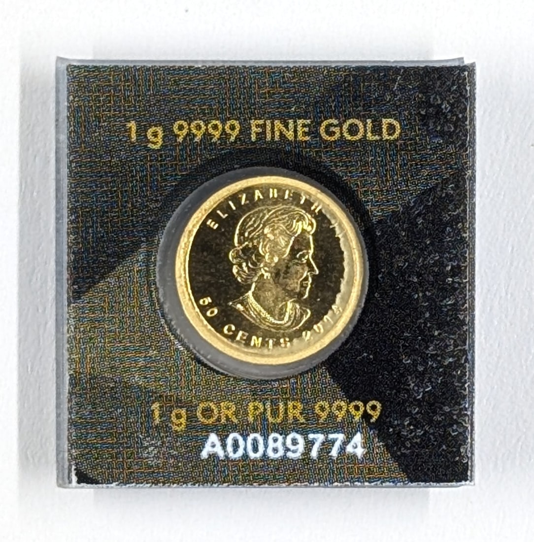 1 Gram Fine .999 Gold- 2014 Canadian Half Dollar- Uncirculated - 2