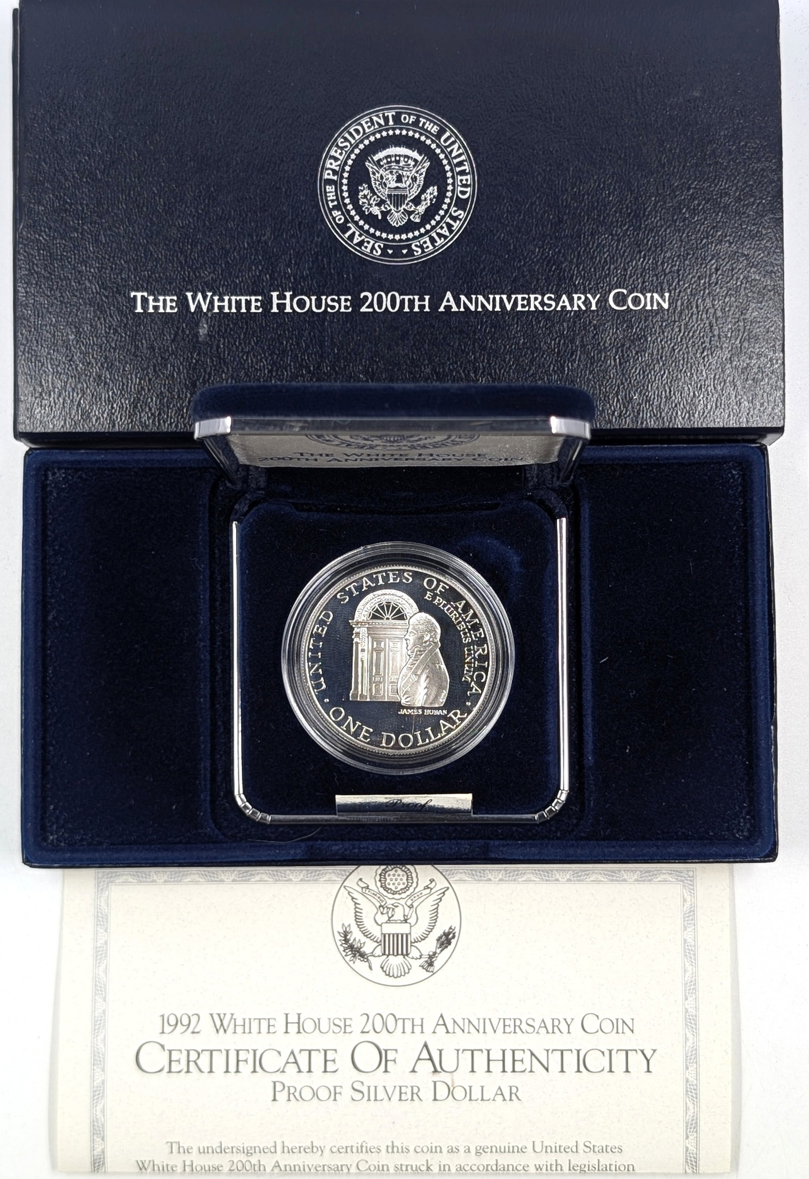 1992 Silver White House 200th Anniversary Commemorative Proof Dollar w/ Box & Papers: _