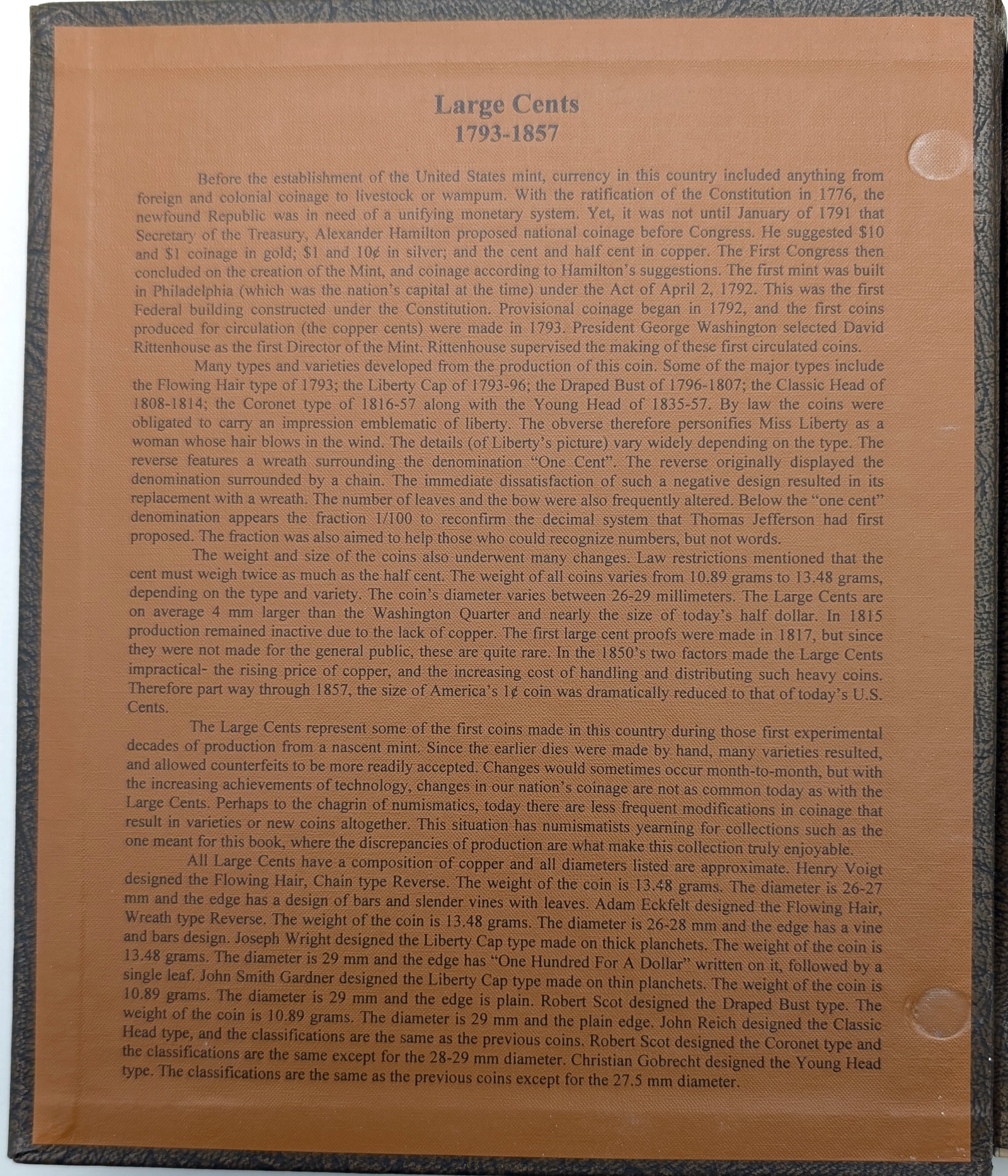 Empty Dansco Large Cents 1793-1857 Coin Album - 2