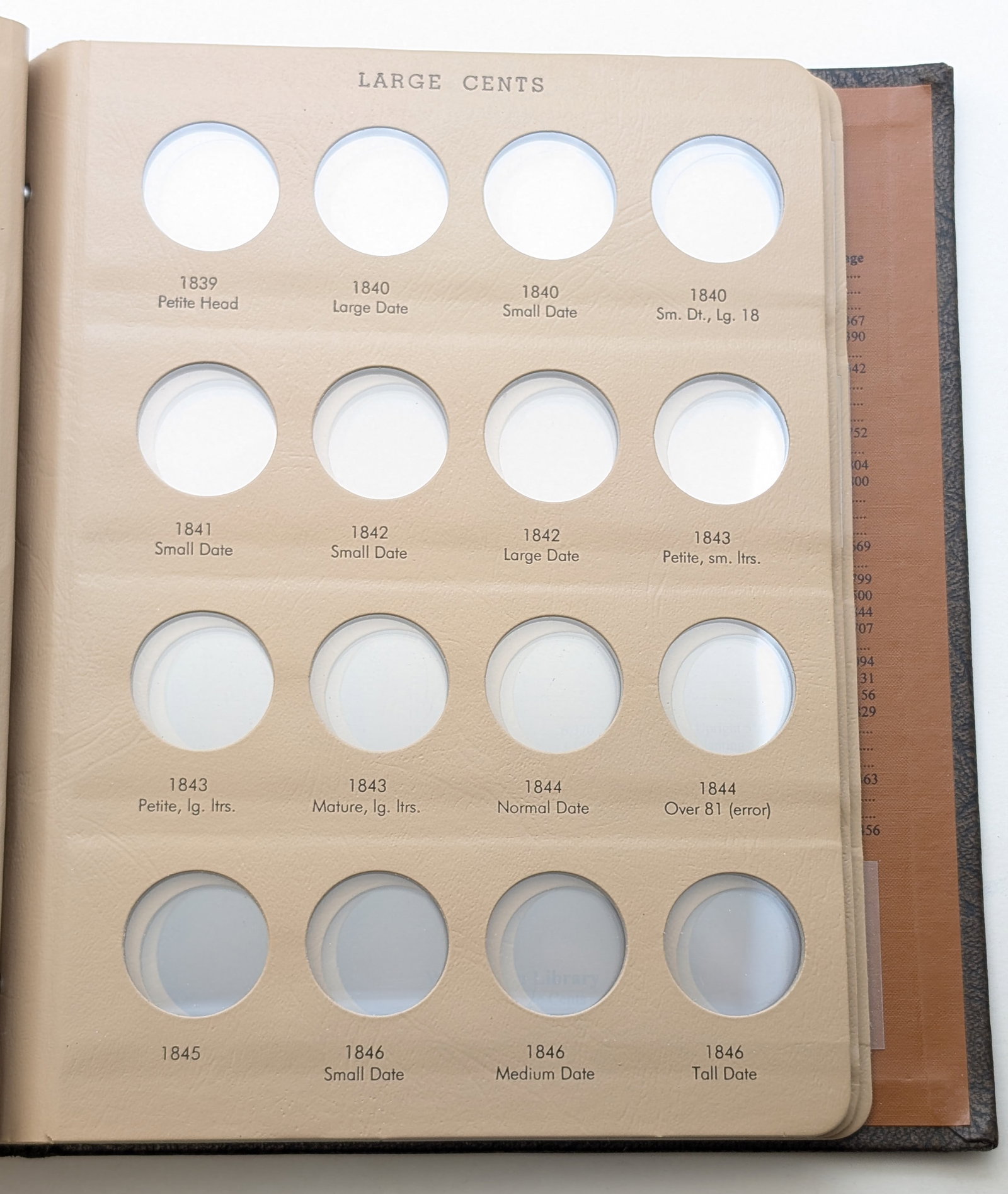 Empty Dansco Large Cents 1793-1857 Coin Album - 7