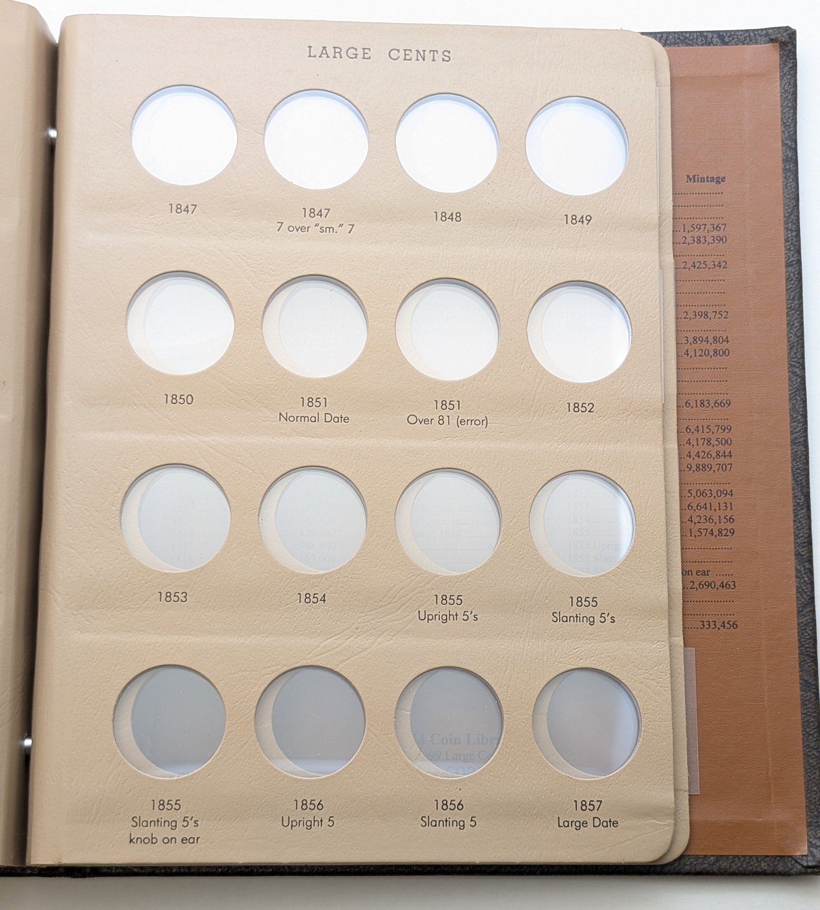 Empty Dansco Large Cents 1793-1857 Coin Album - 8