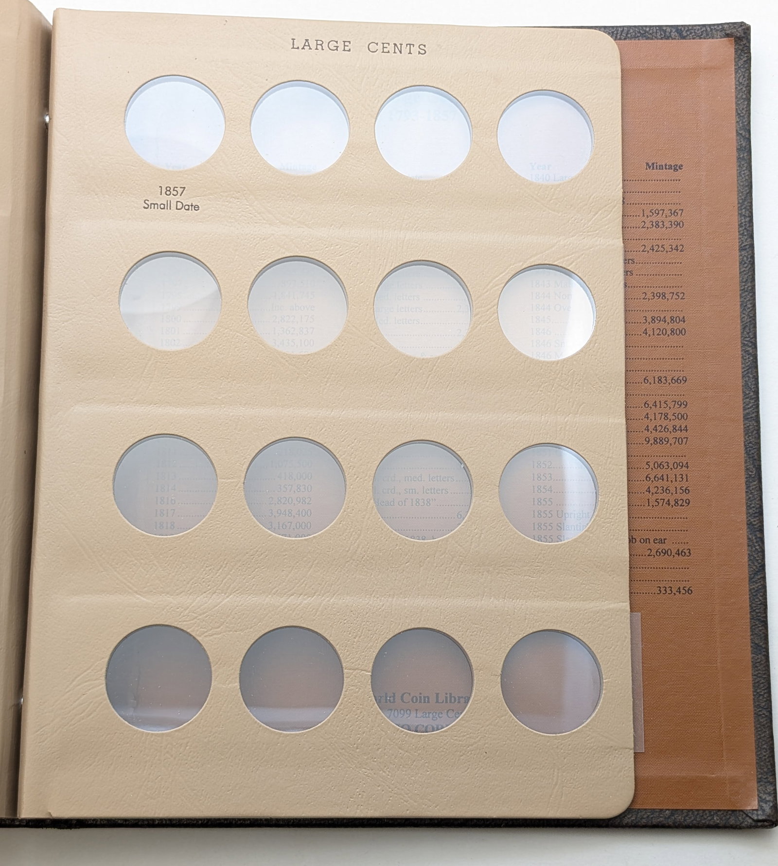 Empty Dansco Large Cents 1793-1857 Coin Album - 9