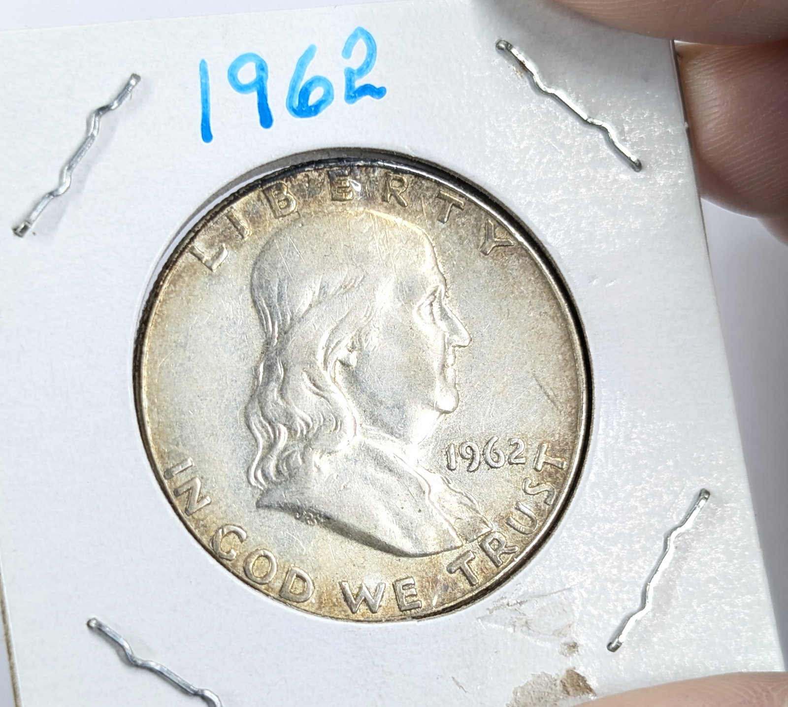 1962 Silver Franklin Half Dollar- Uncirculated, Toned - 3
