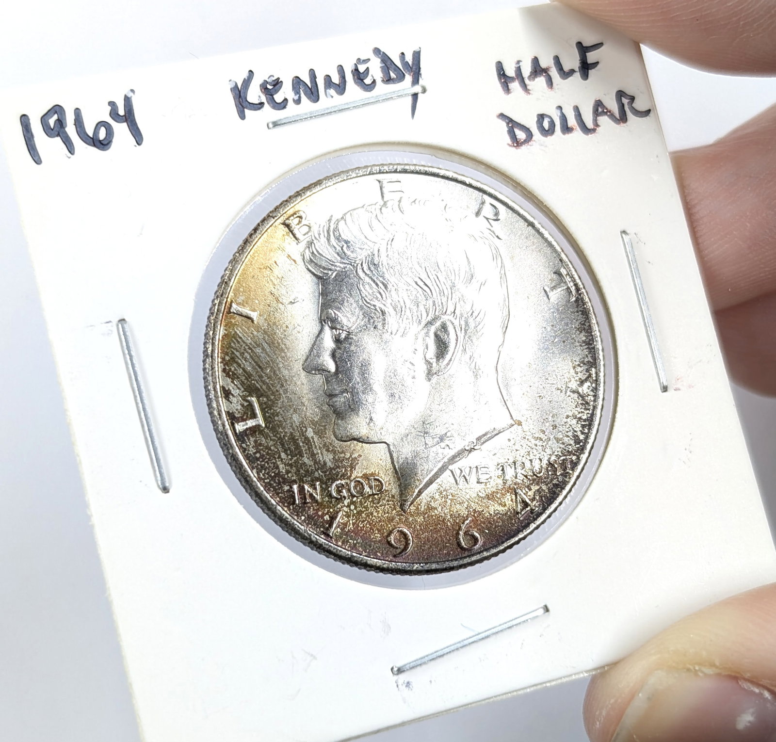 1964 Silver John F. Kennedy Half Dollar- Uncirculated, Toned - 3