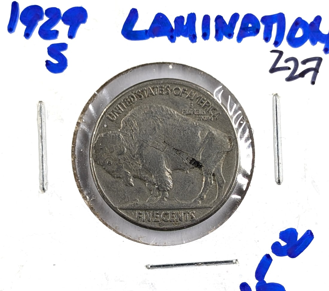 1929-S Buffalo Head Nickel- Lamination Error - 2