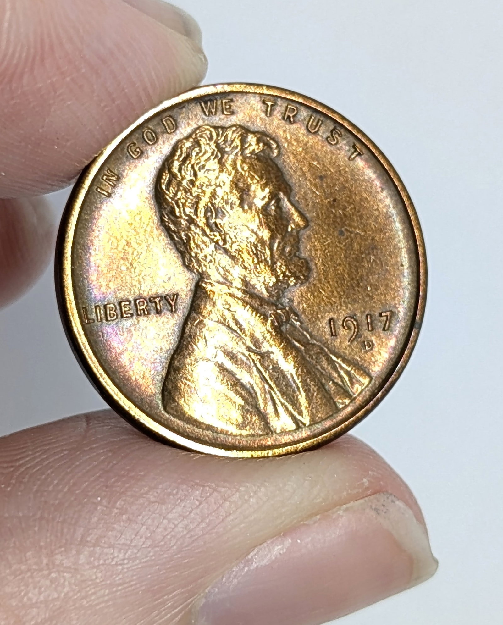 1917-D Wheat Cent- Toned - 3