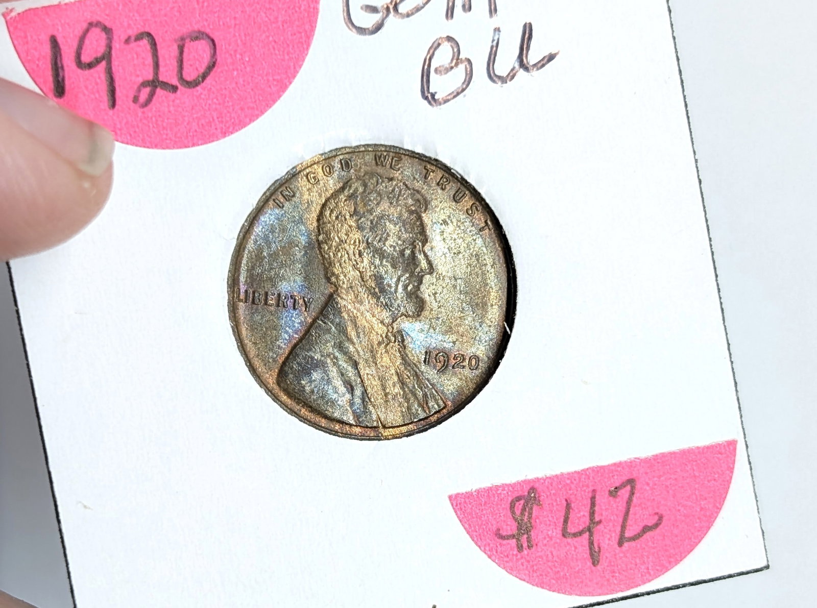 1920 Wheat Cent- Gem BU, Toned: _