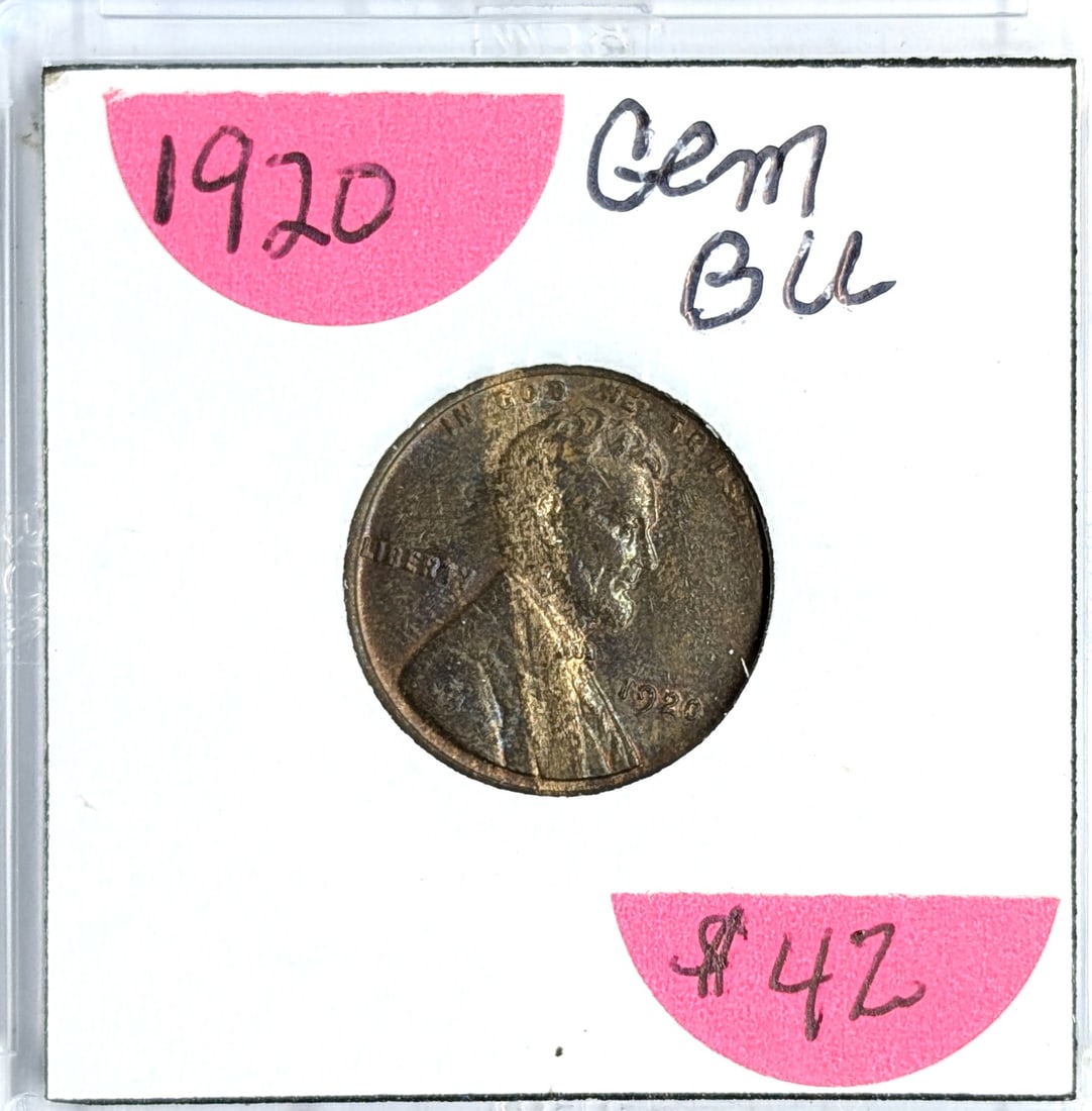 1920 Wheat Cent- Gem BU, Toned - 2