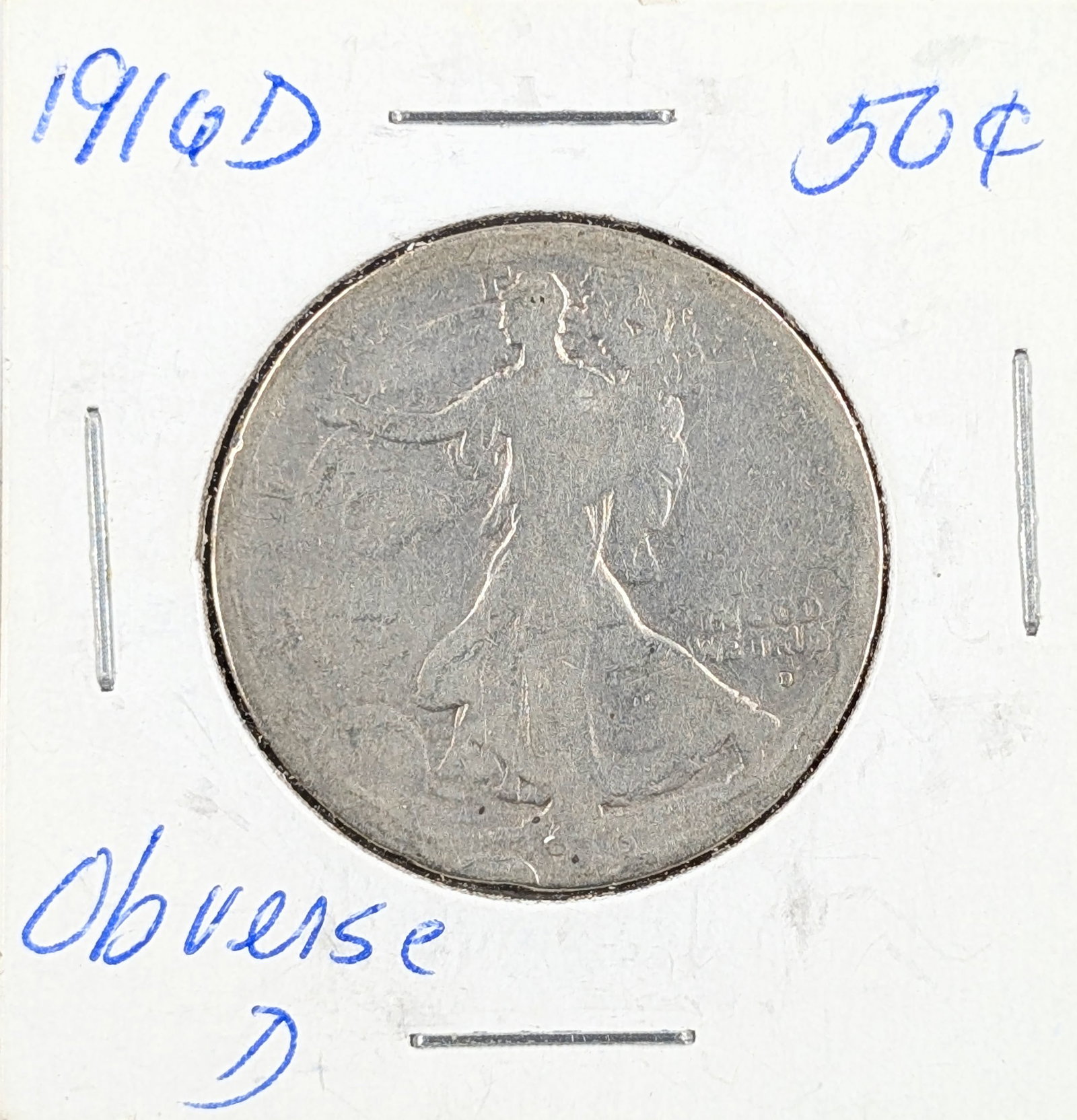 1916-D Silver Walking Liberty Half Dollar - Obverse Mint Mark, Semi-key Date (1 of 3)