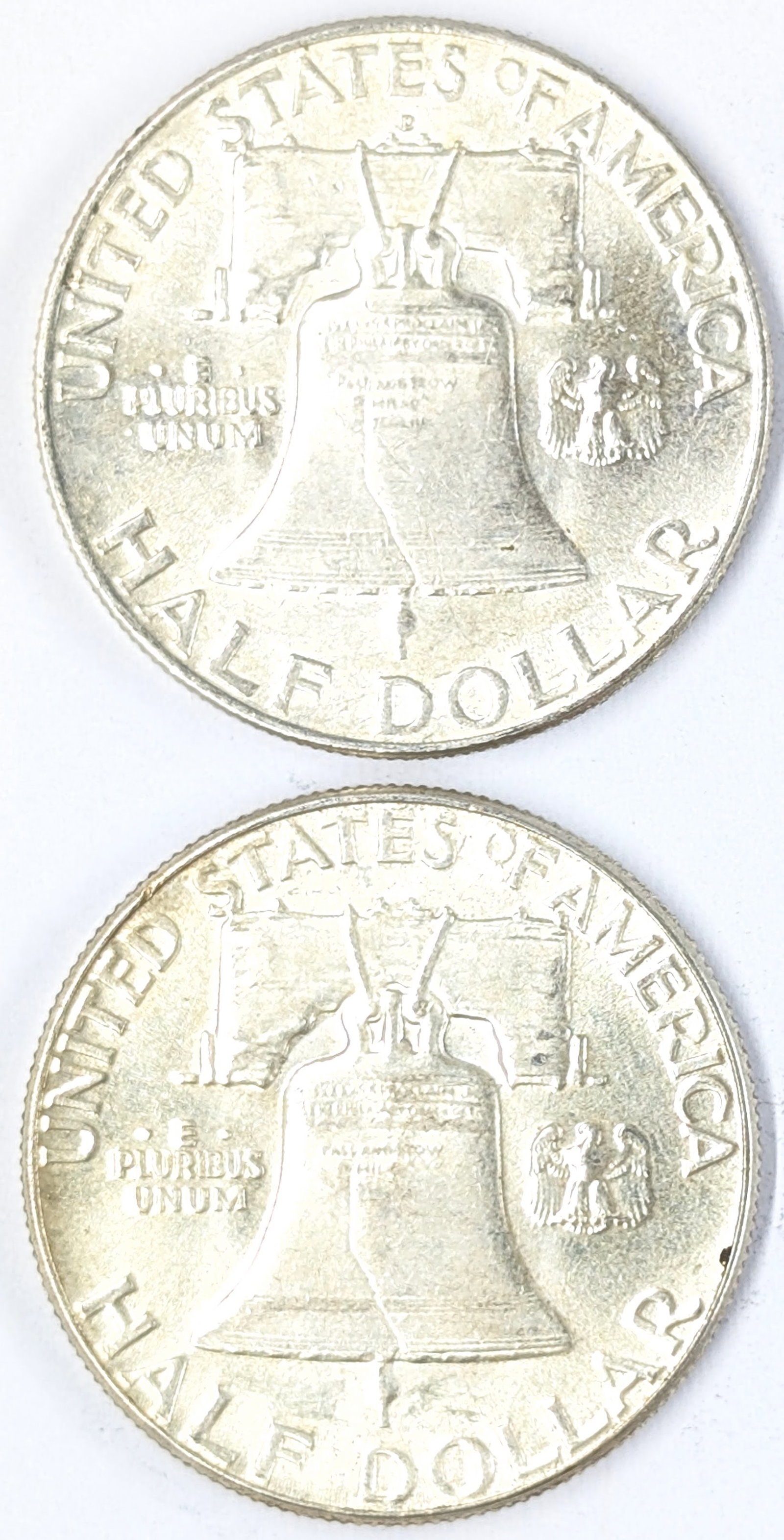 Lot of 2 Silver Franklin Half Dollars - 1951 P/D - 2