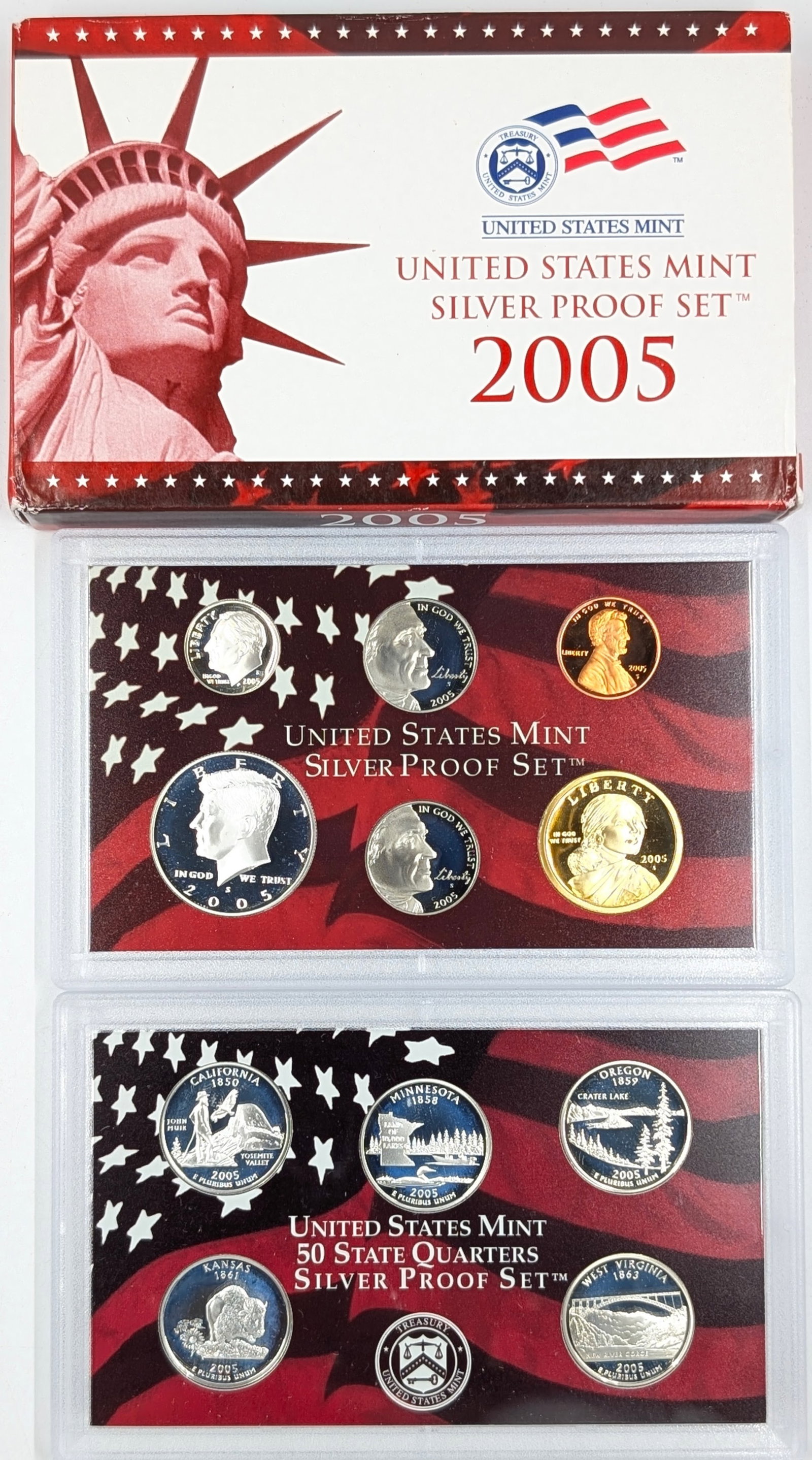 2005 Silver US Mint Proof Set w/ Silver Half, Quarters & Dime w/ COA (1 of 3)