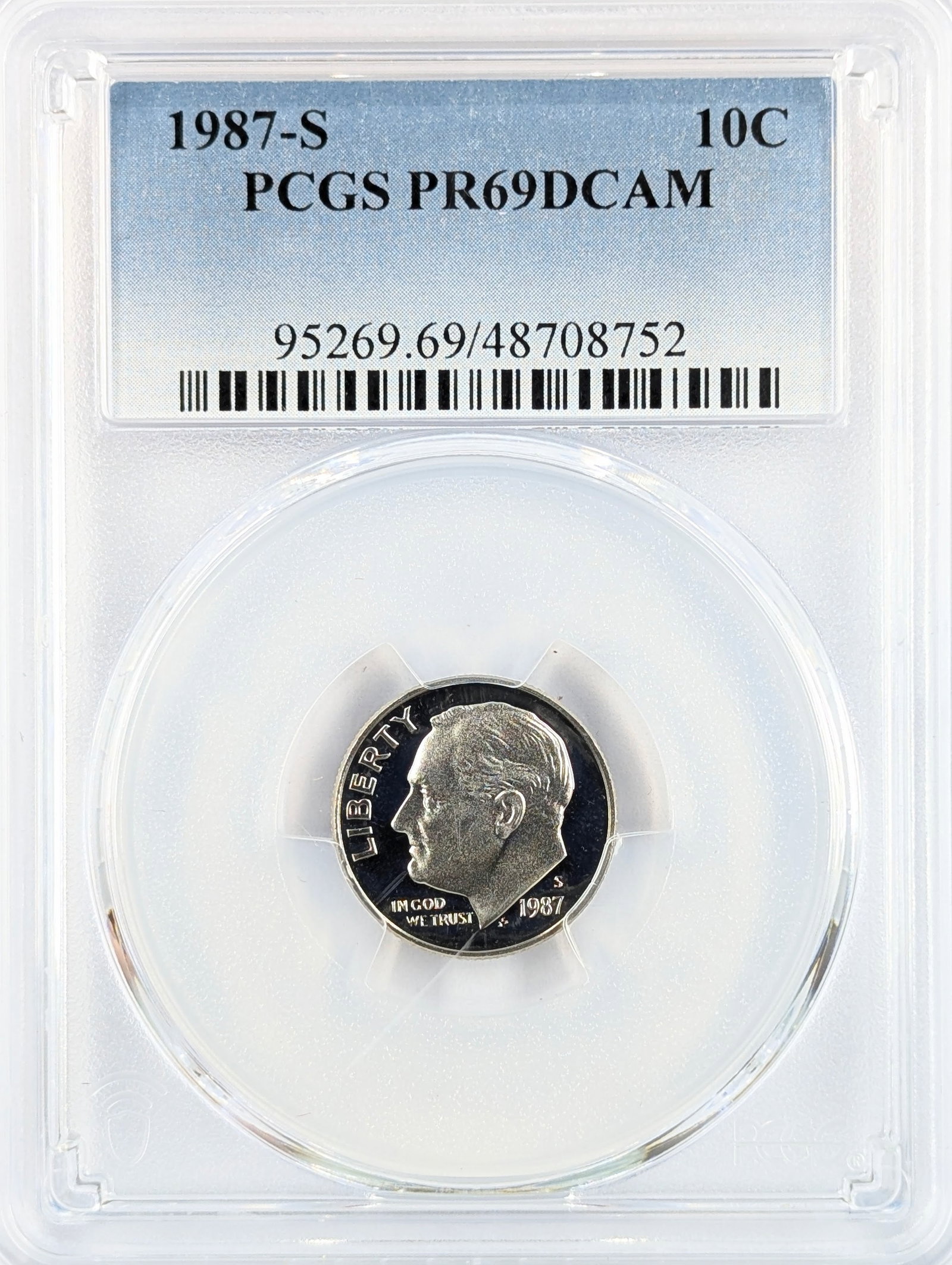 PCGS 1987-S PR69 DCAM Roosevelt Dime: Coin