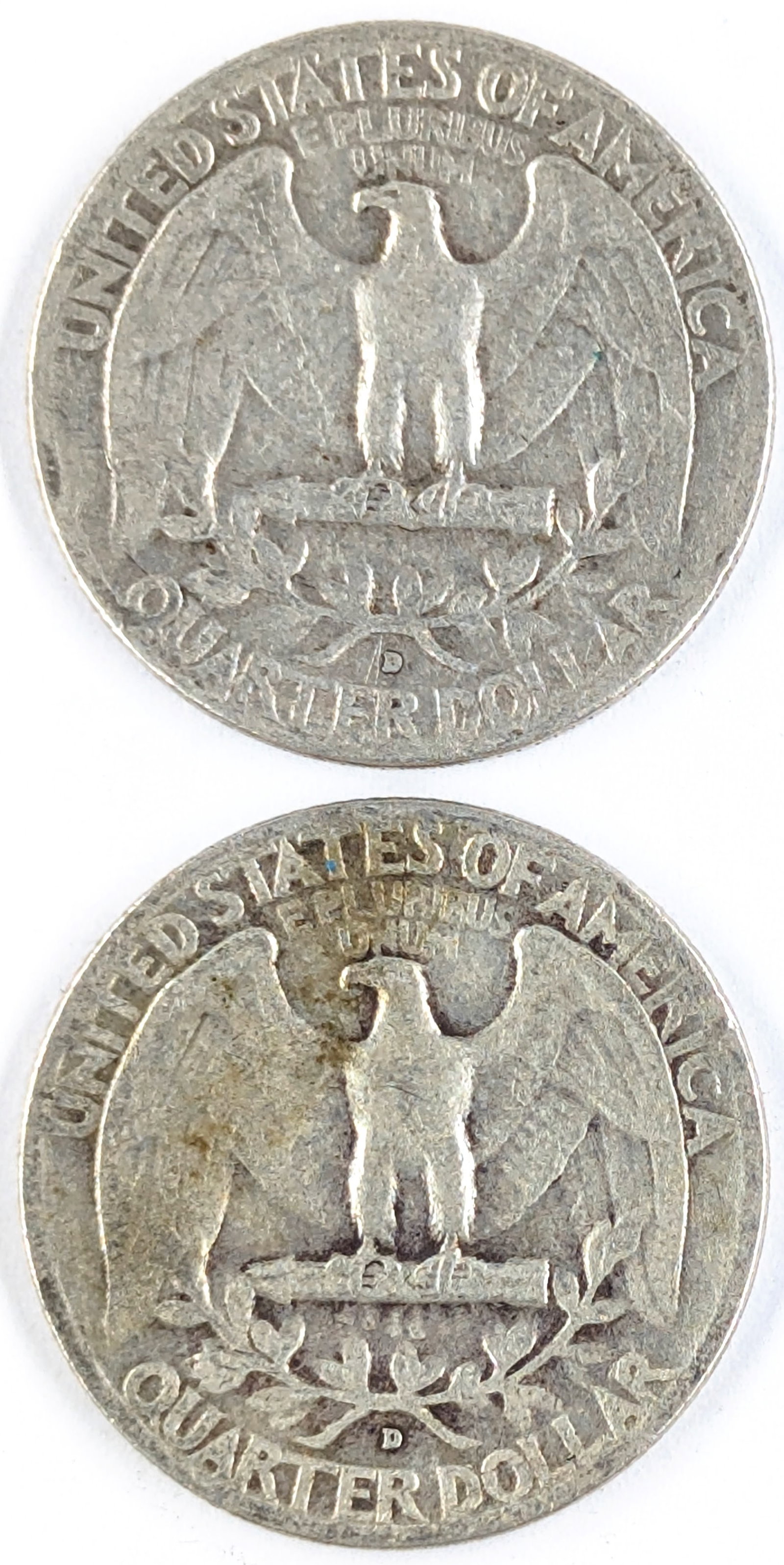 Lot of 2 Silver Washington Quarters - Both 1954-D - 2