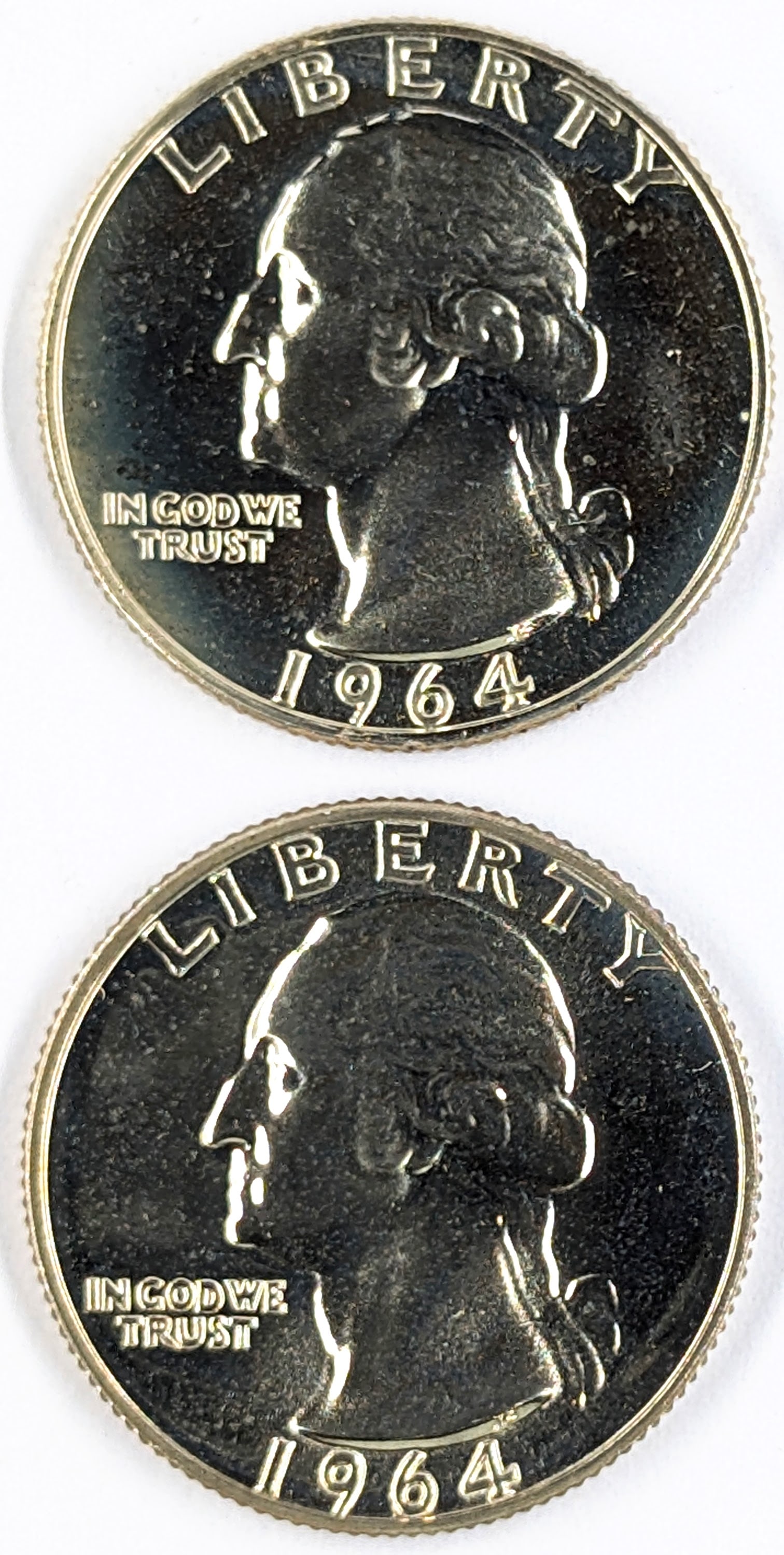 Lot of 2 Proof Silver Washington Quarters - Both 1964: Silver