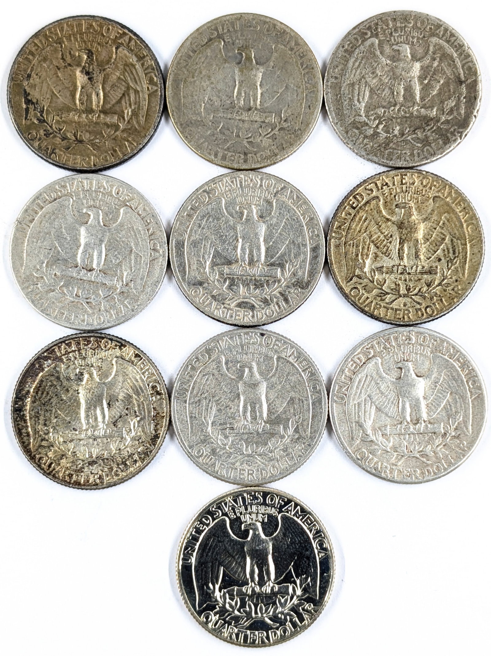 Lot of 10 Silver Washington Quarters - 1941-1964 - 1 Proof - 2