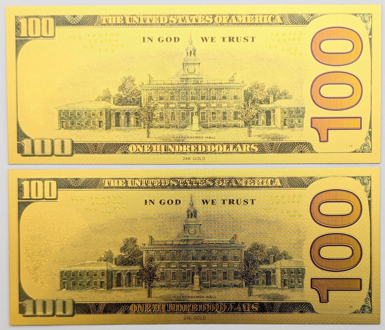 Lot of 2 Joker Gold foil $100 design - 2