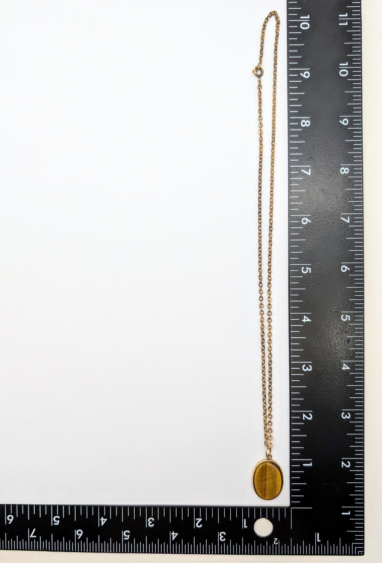 Gold filled Oval Tiger Eye Pendant Ladies Necklace by Krementz - 6